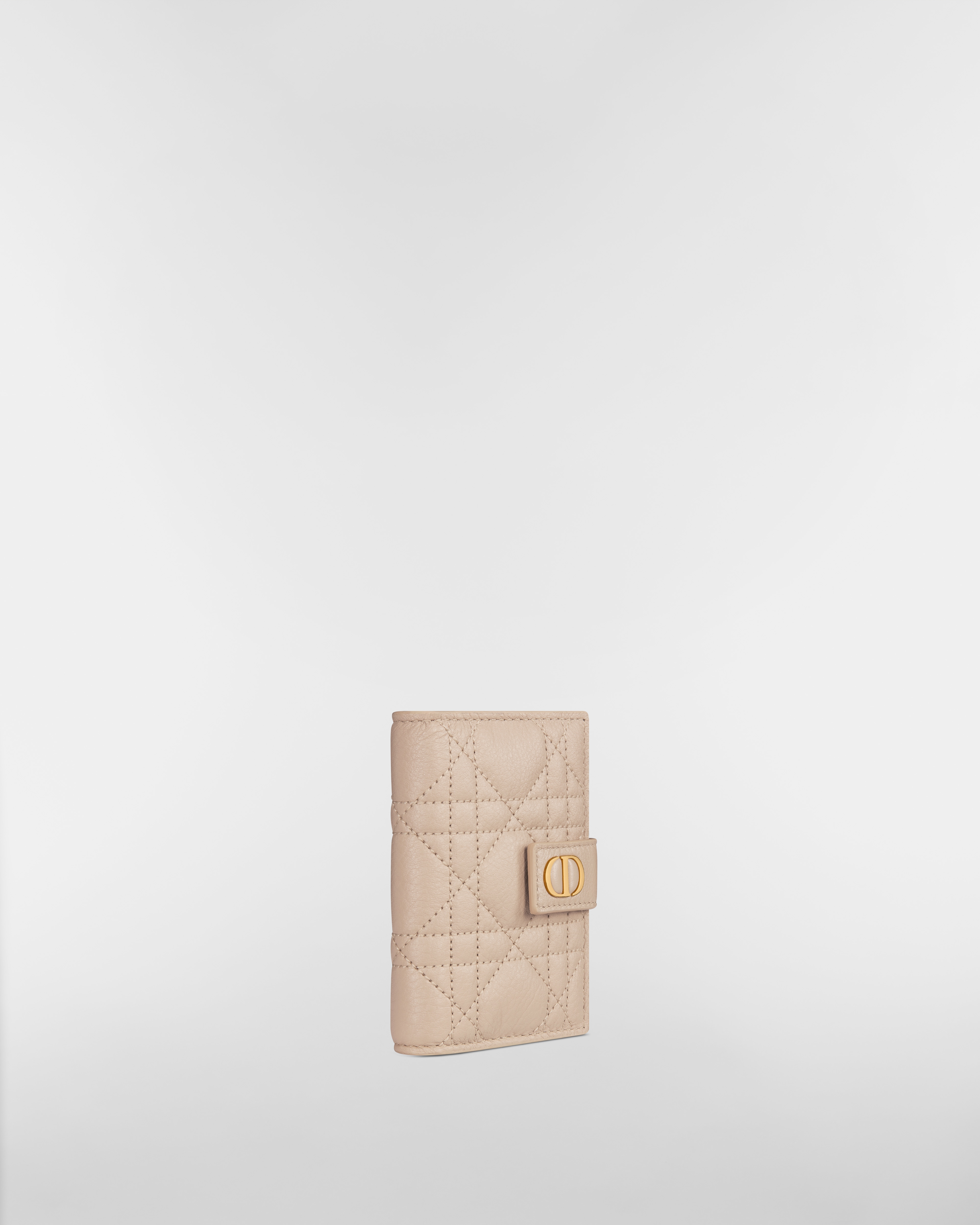 Dior Caro Dandelion Card Holder Powder Beige Supple Cannage Calfskin E03