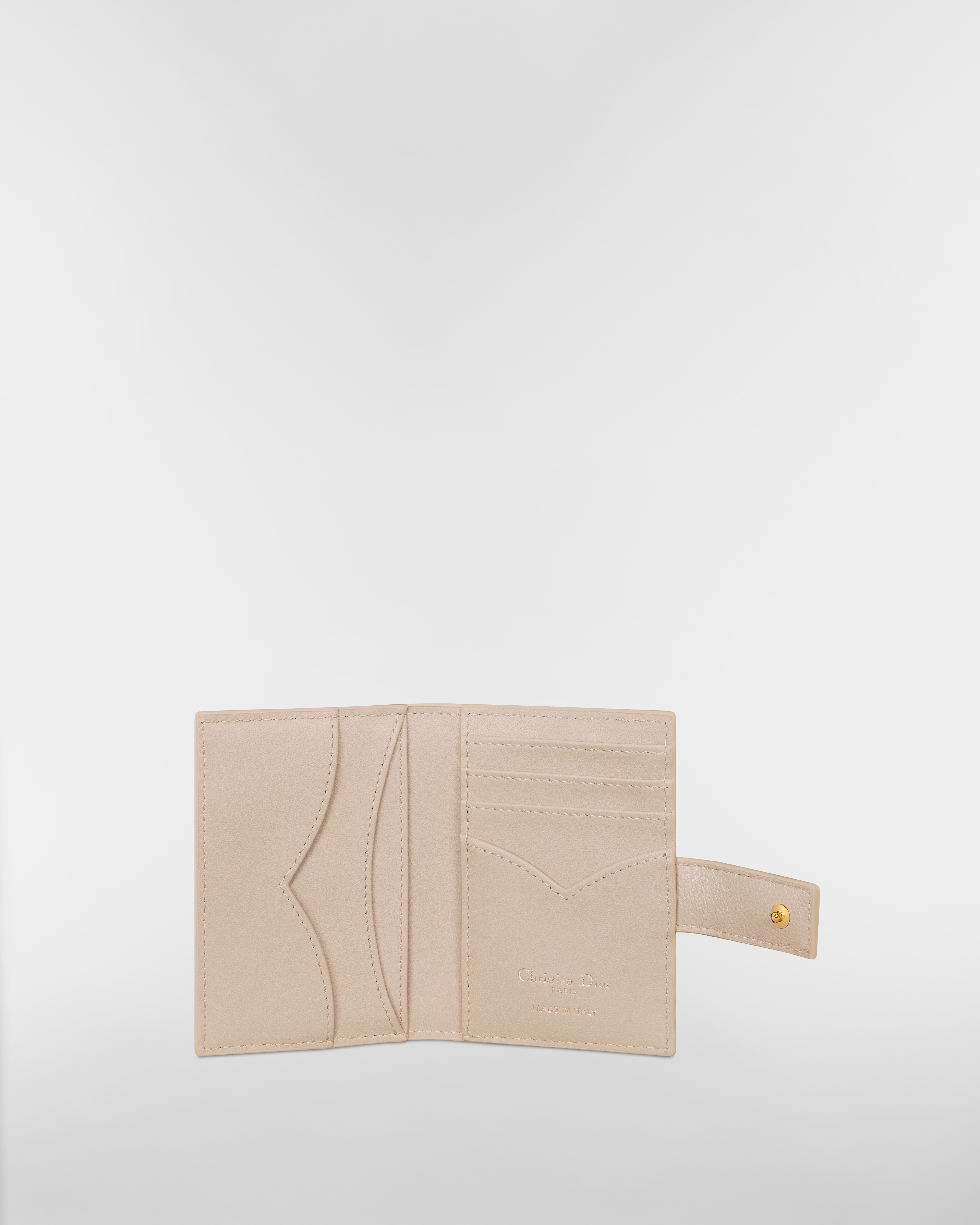 Dior Caro Dandelion Card Holder Powder Beige Supple Cannage Calfskin E07