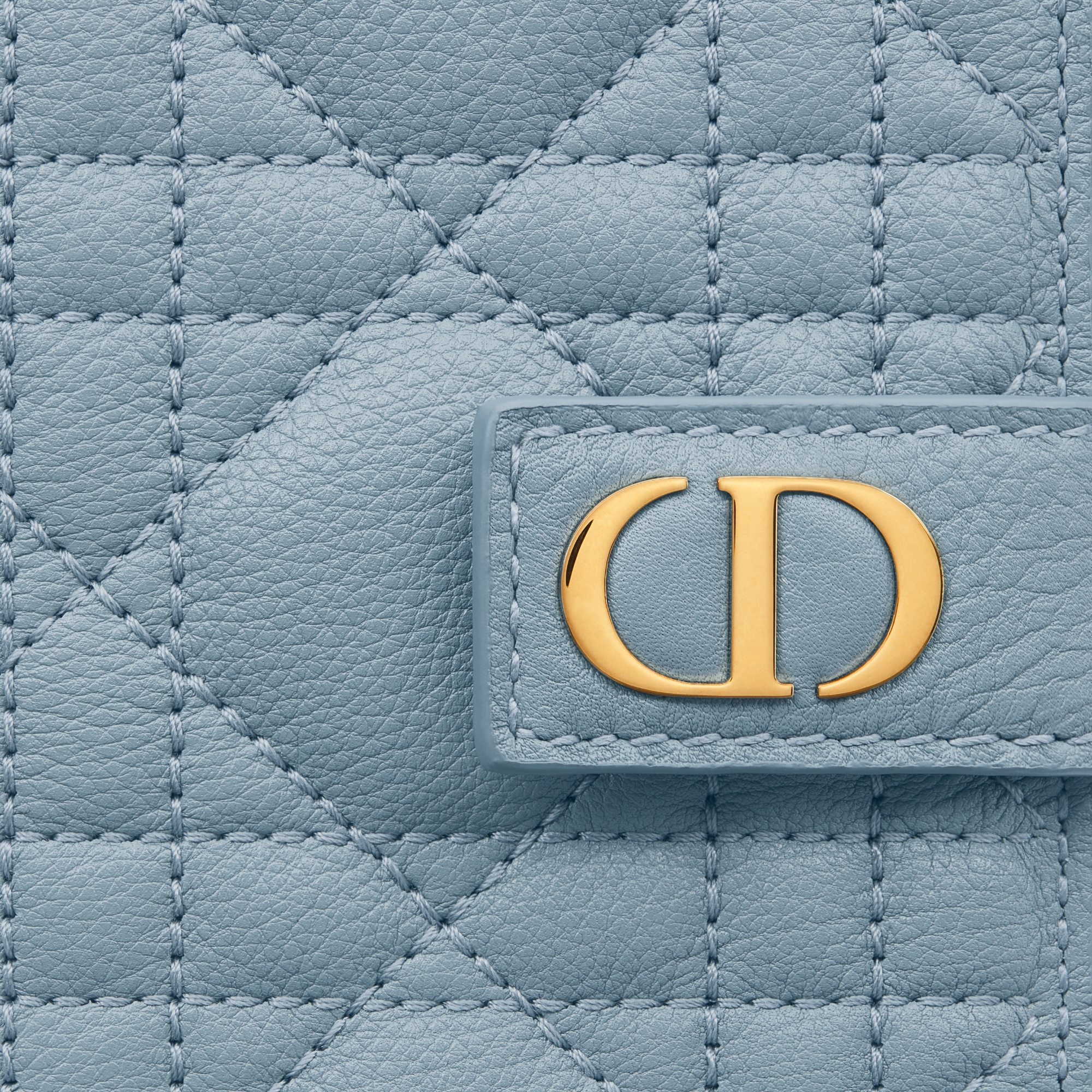 Dior Caro Dandelion Card Holder Cloud Blue Supple Cannage Calfskin E09