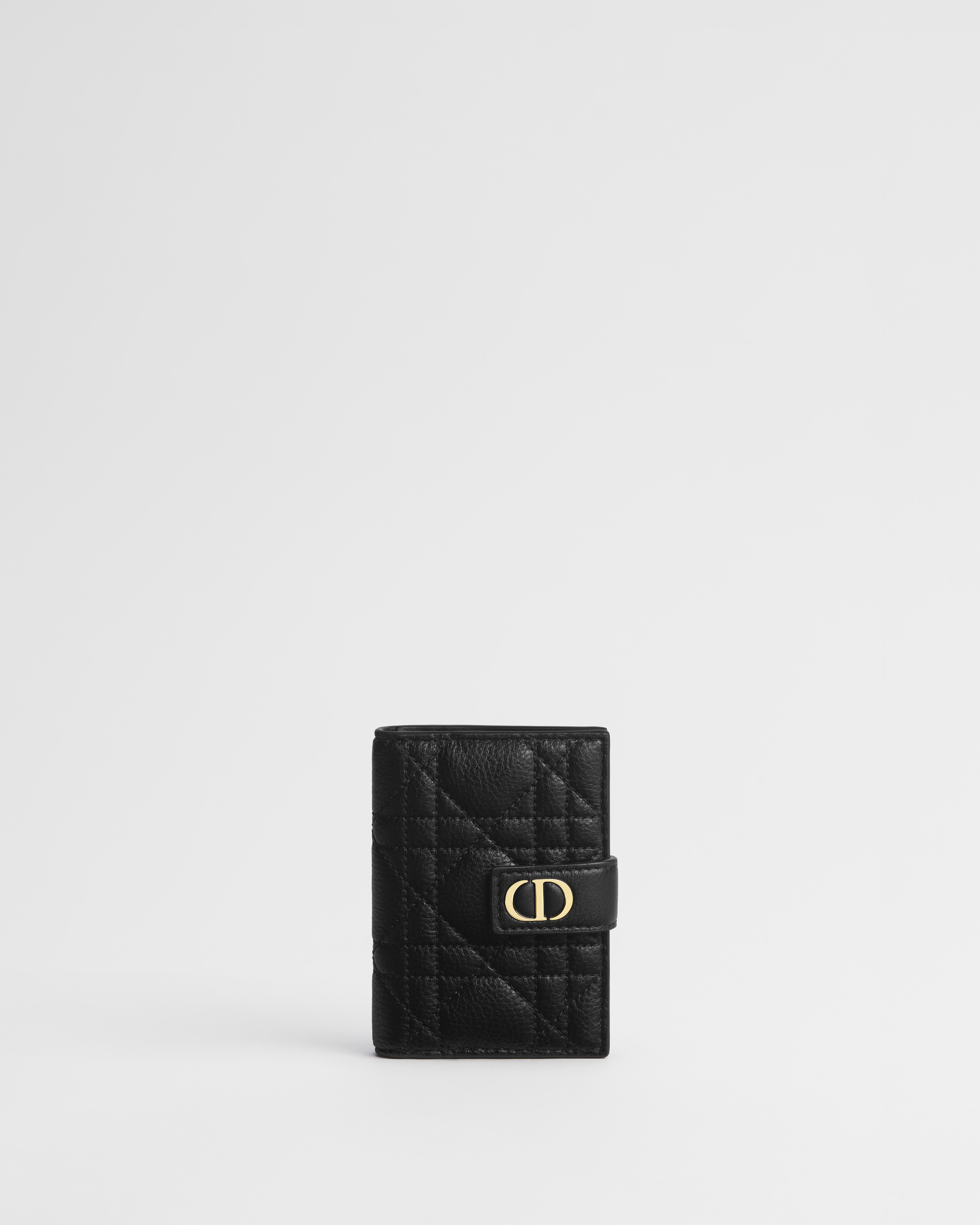 Dior Caro Dandelion Kartenetui Weiches Cannage Kalbsleder in Schwarz E01