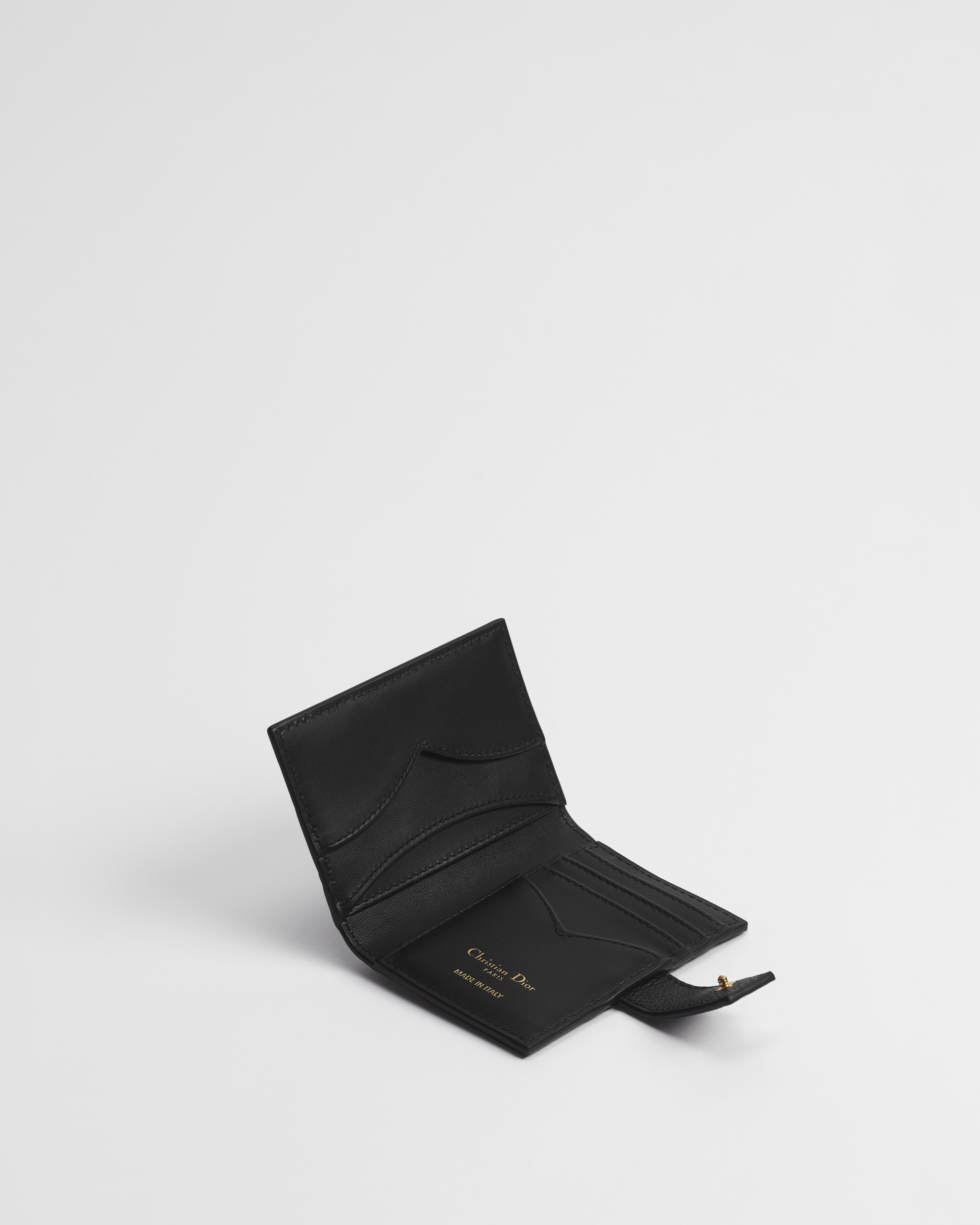 Portacarte Dandelion Dior Caro Pelle di vitello morbida Cannage nera E06
