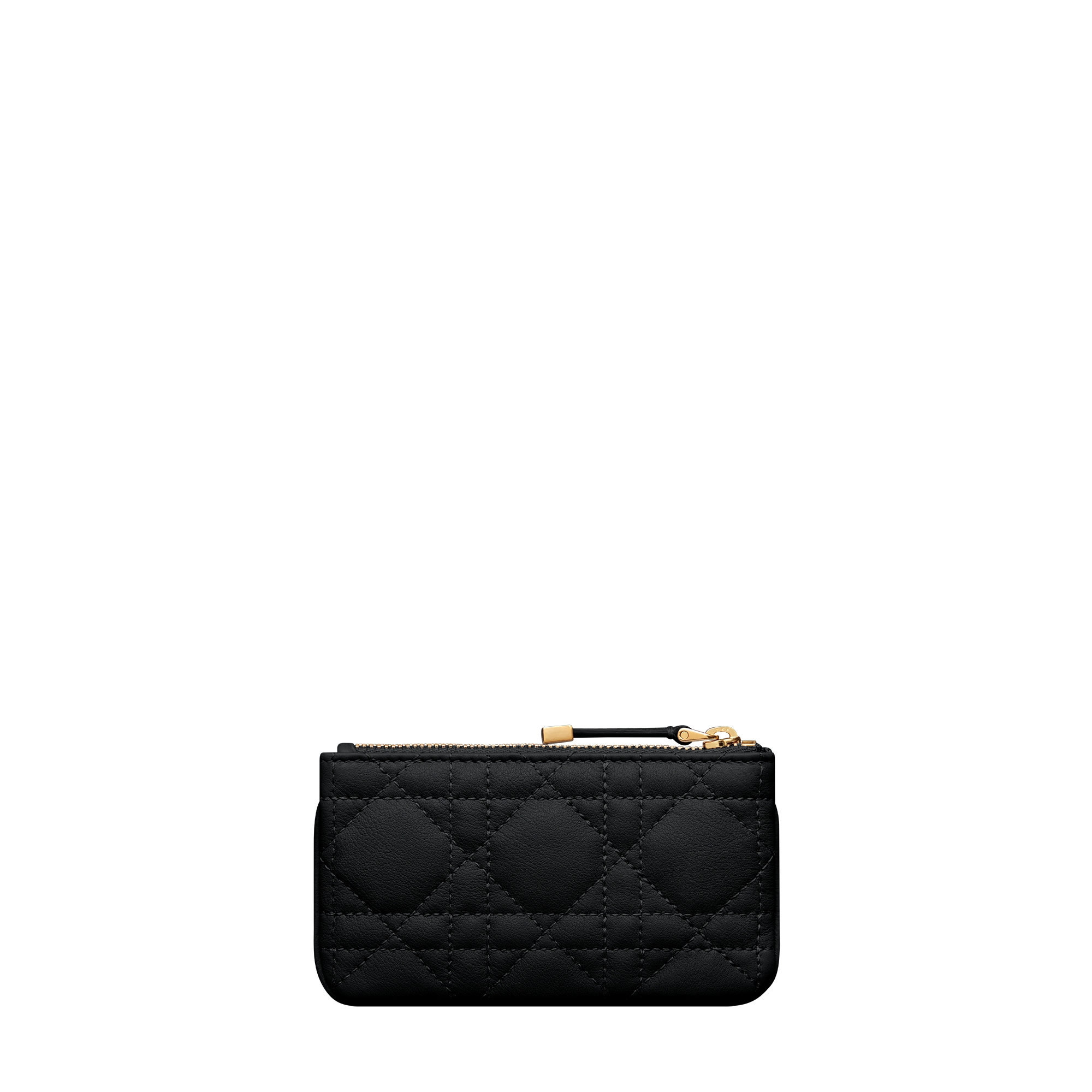 Dior Caro Myrte Zipped Key Case Black Supple Cannage Calfskin E08