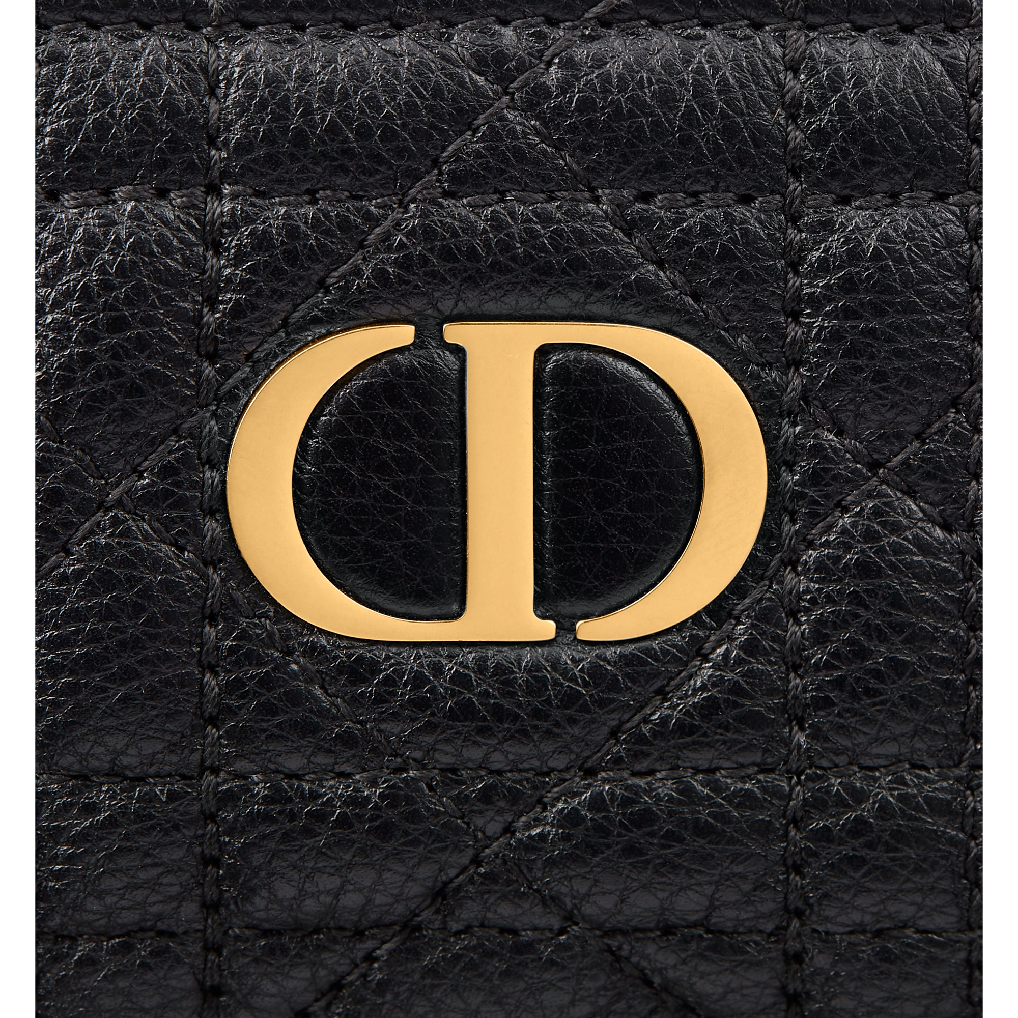 Dior Caro Myrte Zipped Key Case Black Supple Cannage Calfskin E09