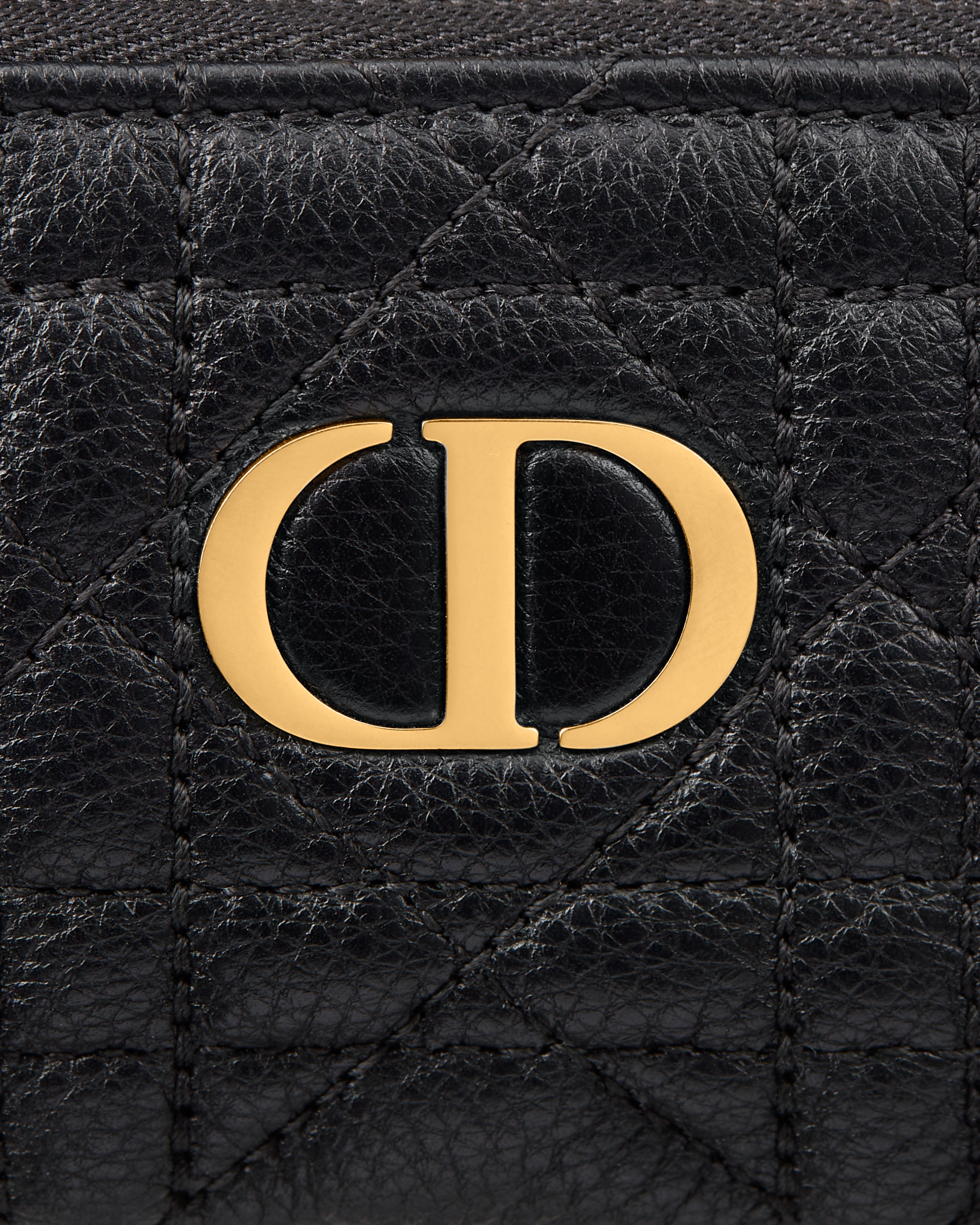 Dior Caro Myrte 지퍼 열쇠 케이스 블랙 서플 까나쥬 송아지 가죽 E09