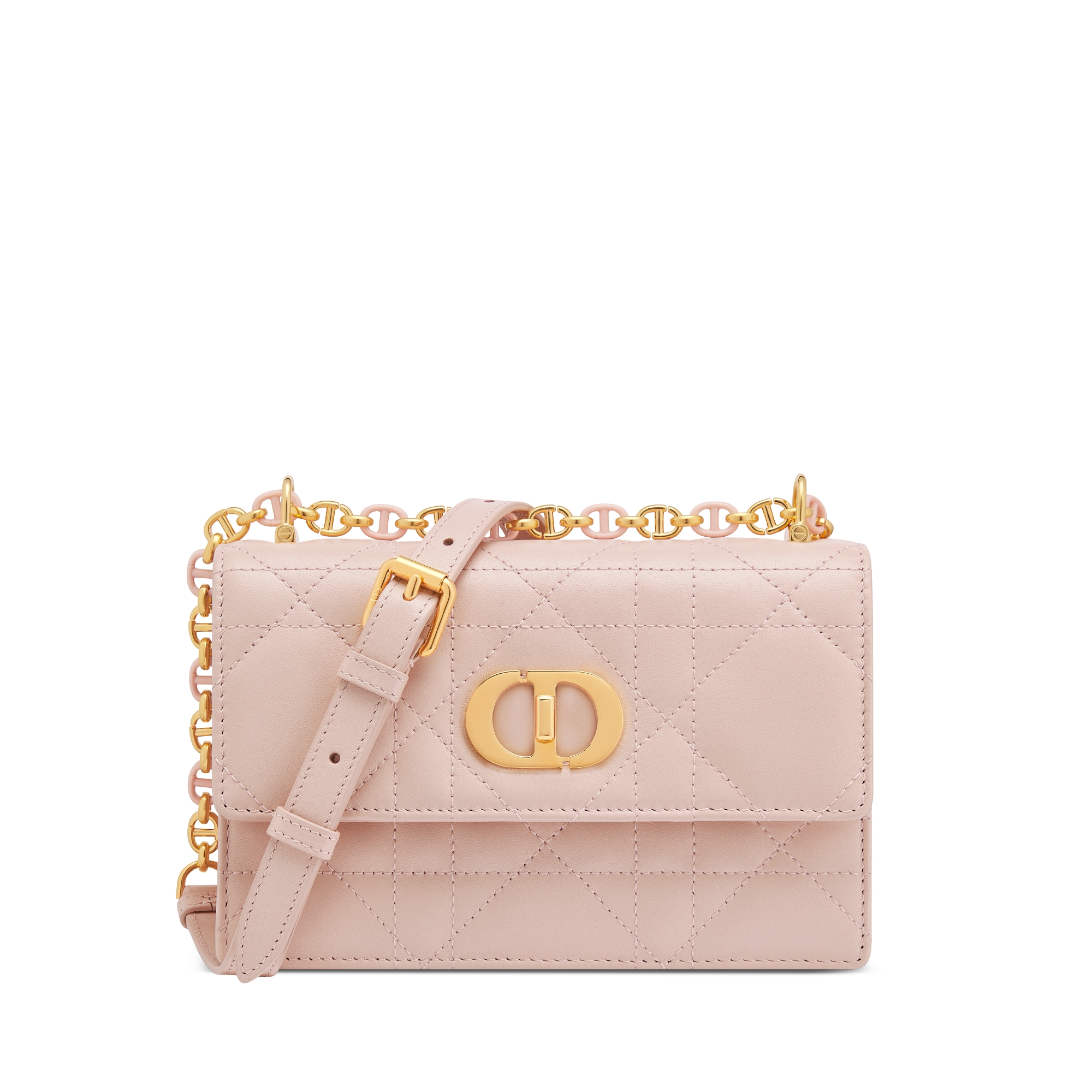 Mini sac Miss Caro Cuir d'agneau Macrocannage rose poudre E01