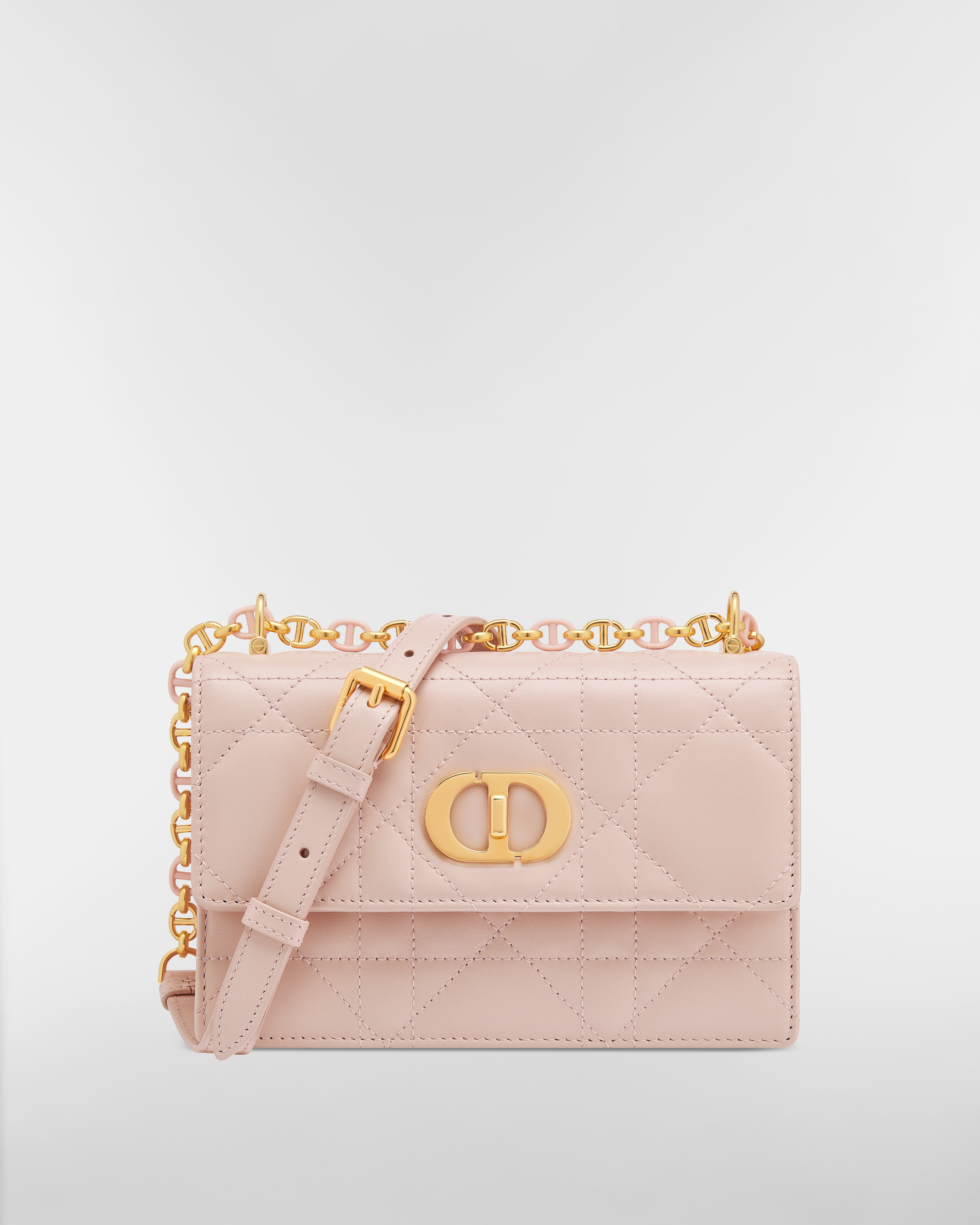 Minibolso Miss Caro Piel de cordero Macrocannage rosa empolvado E01