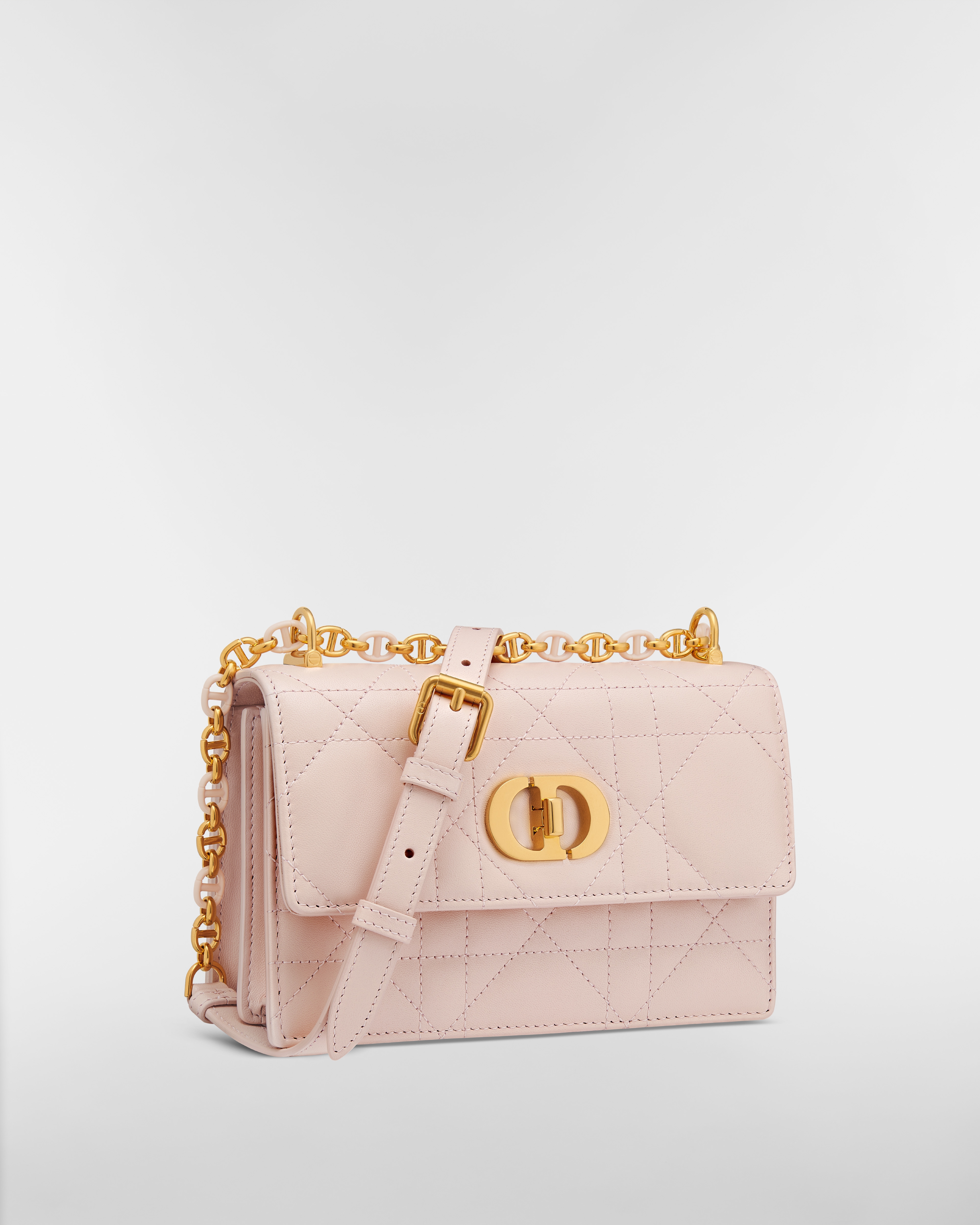 Minibolso Miss Caro Piel de cordero Macrocannage rosa empolvado E03