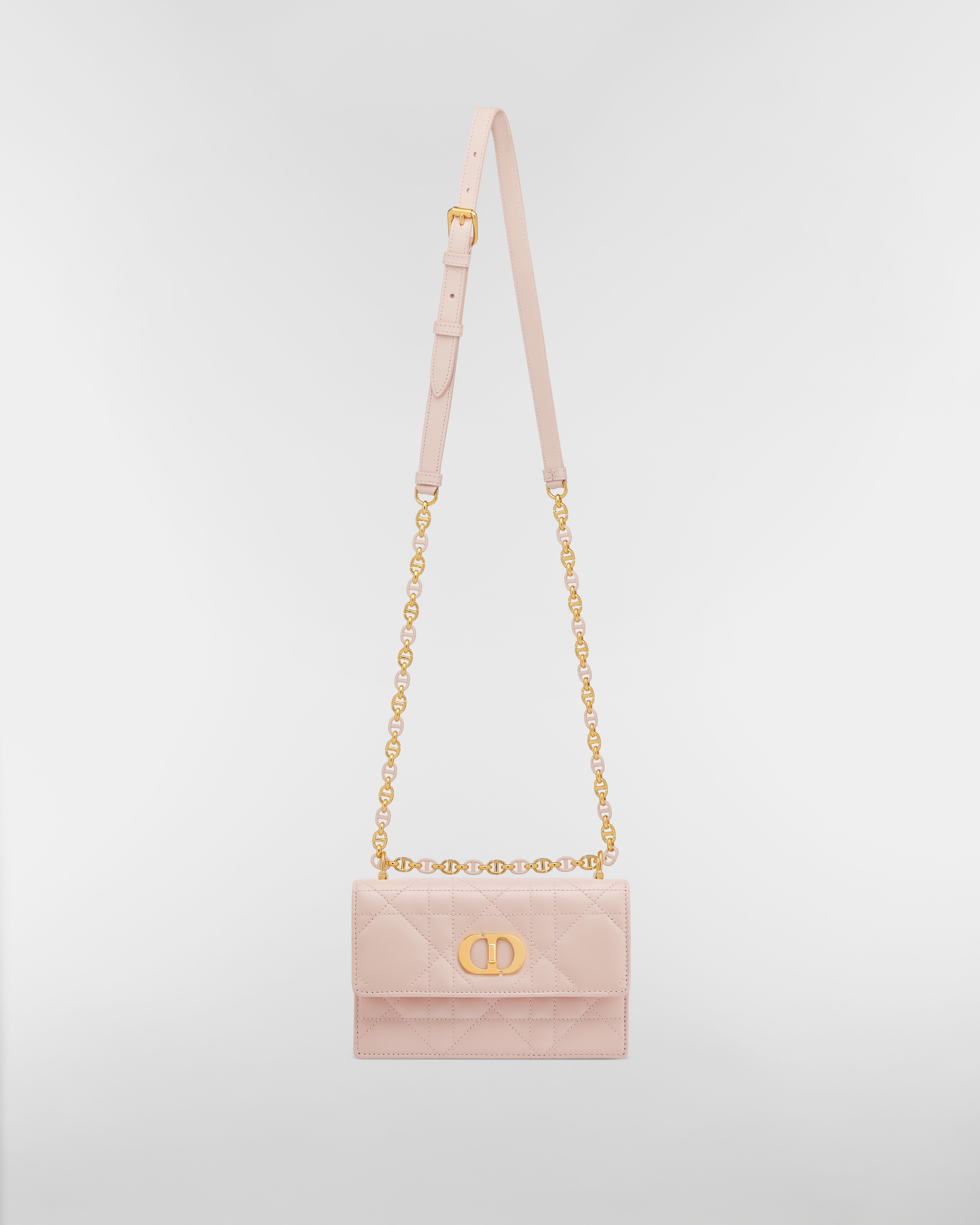 Minibolso Miss Caro Piel de cordero Macrocannage rosa empolvado E07