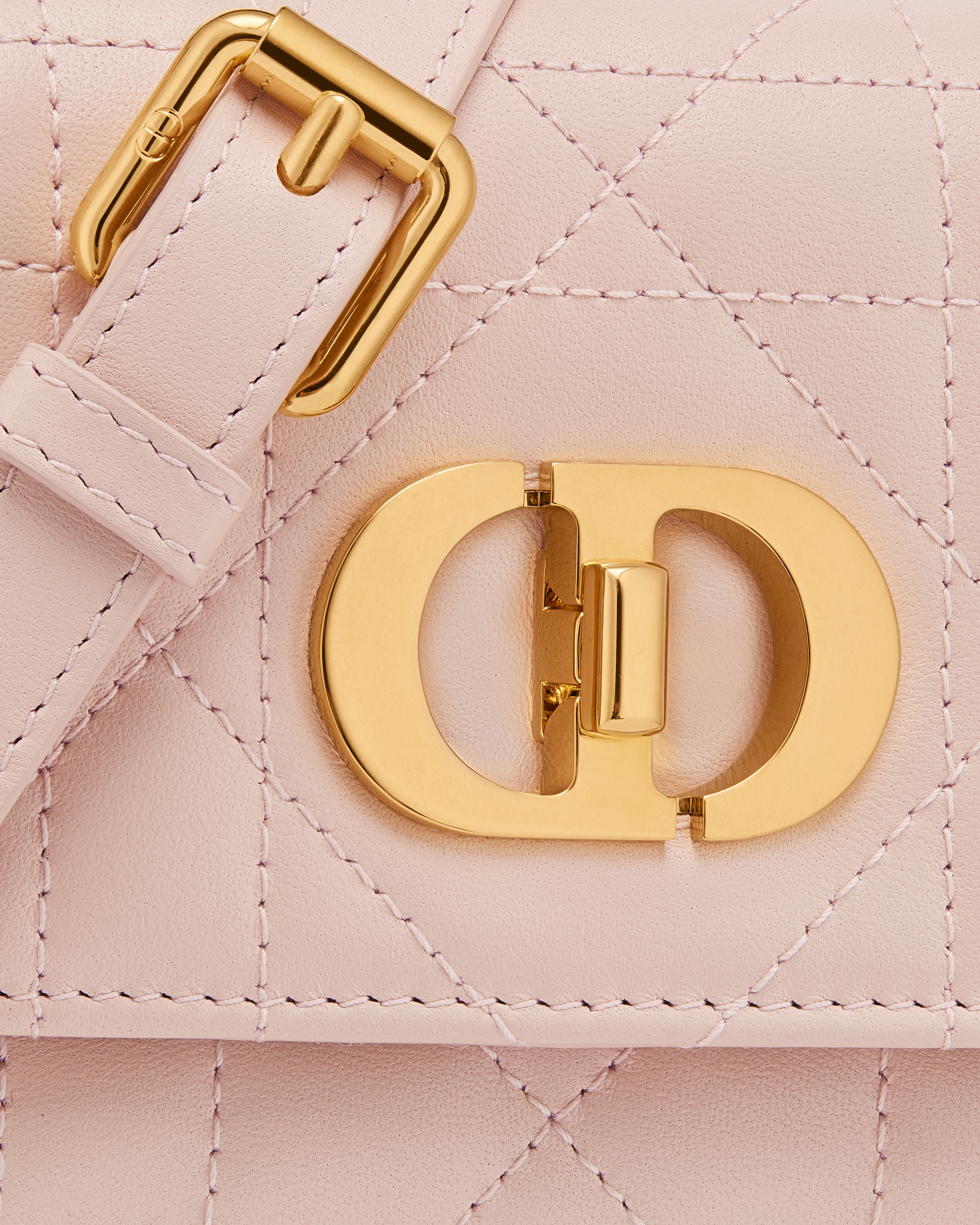 Mini sac Miss Caro Cuir d'agneau Macrocannage rose poudre E09