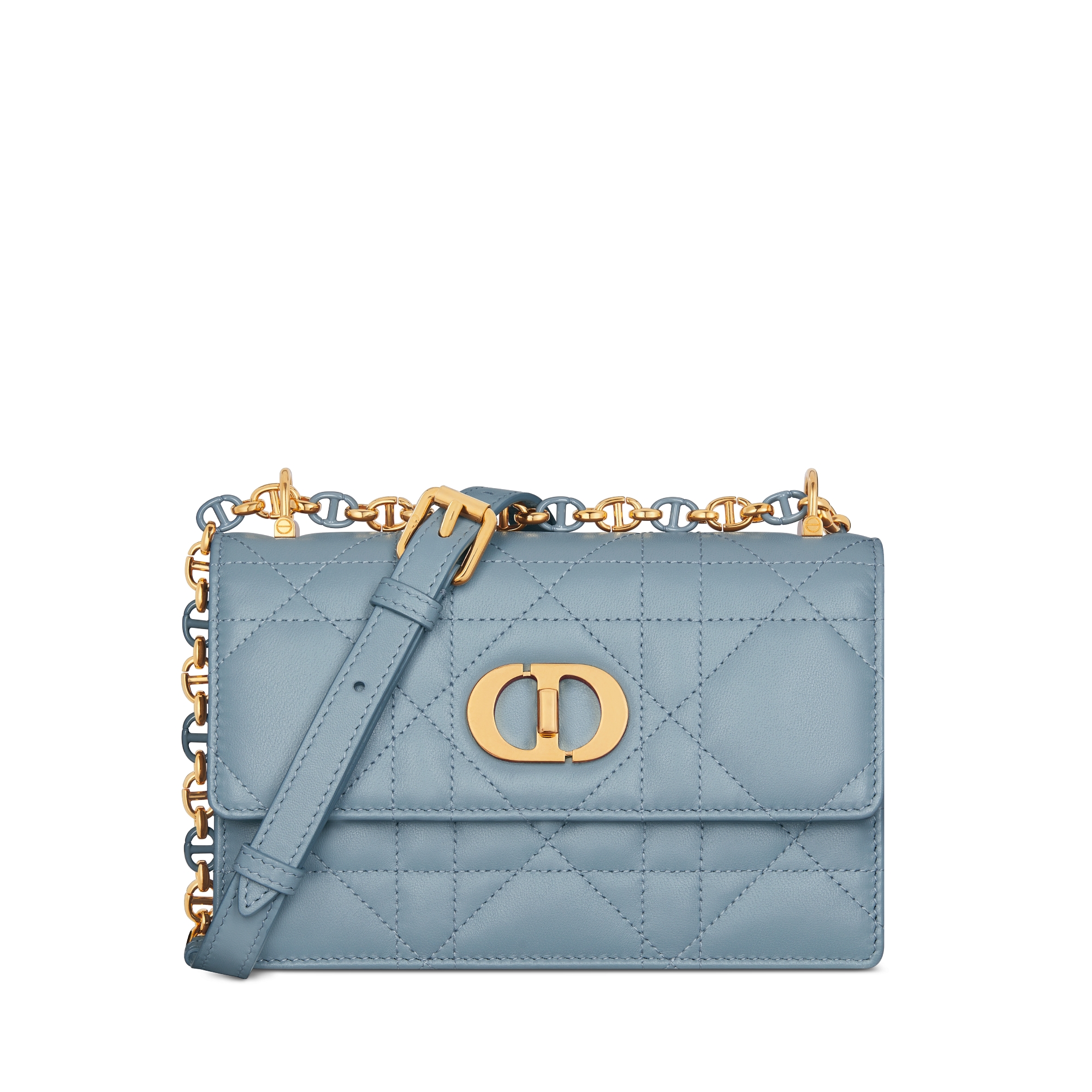 Mini sac Miss Caro Cuir d'agneau Macrocannage couleur cloud blue E01