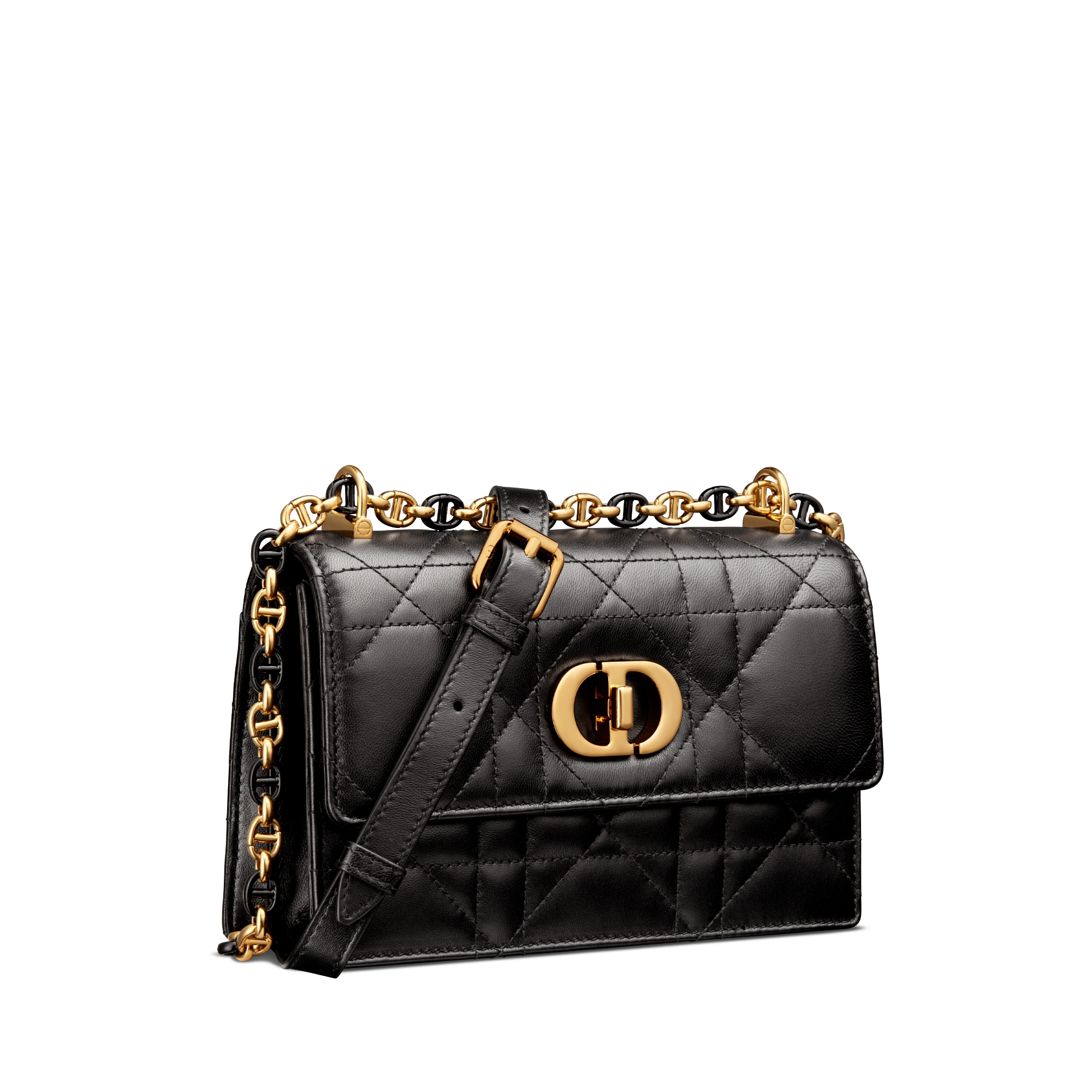 Miss Caro Minitasche Macrocannage Lammleder in Schwarz E03