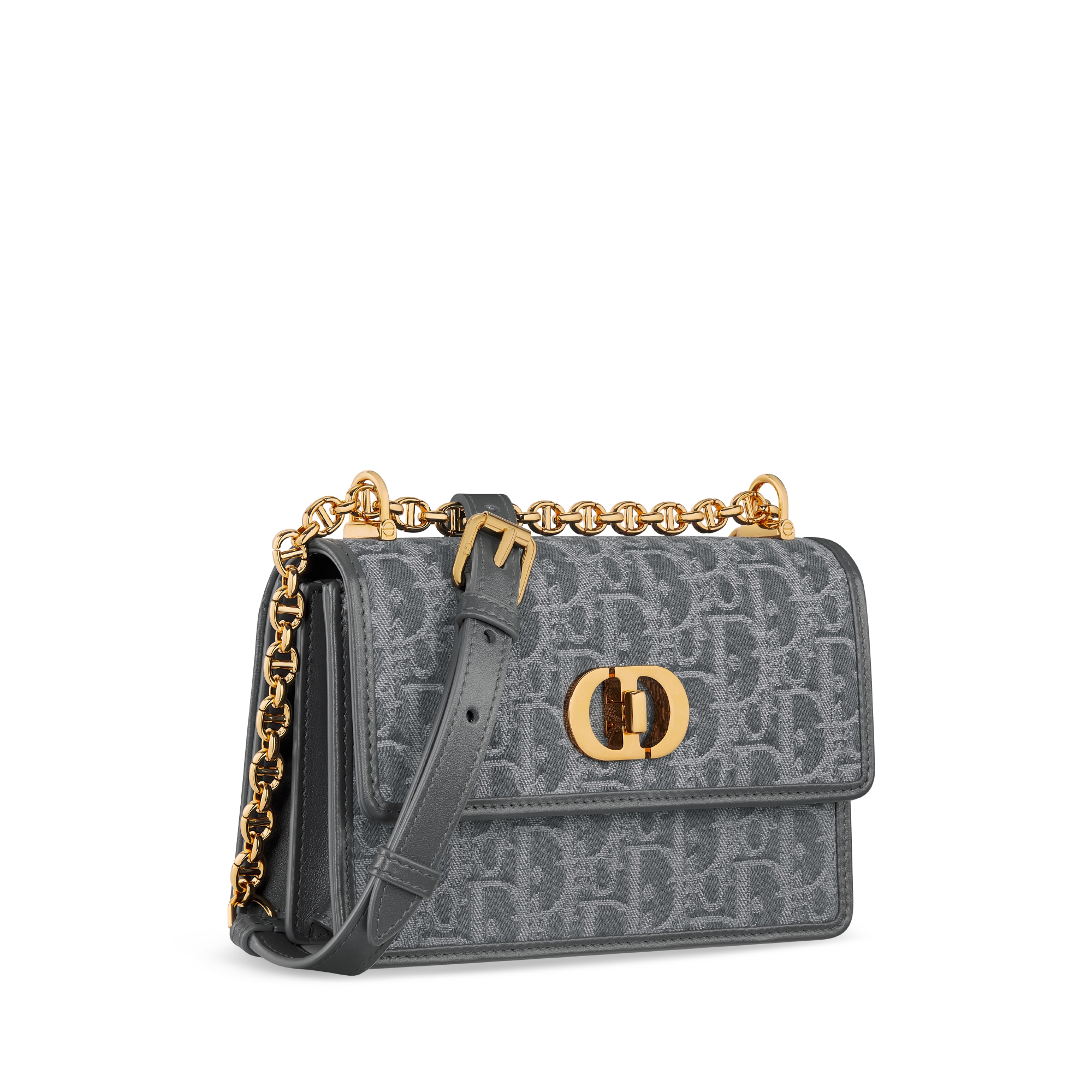 Miss Caro 미니 백 그레이 Denim Dior Oblique 자카드 E03