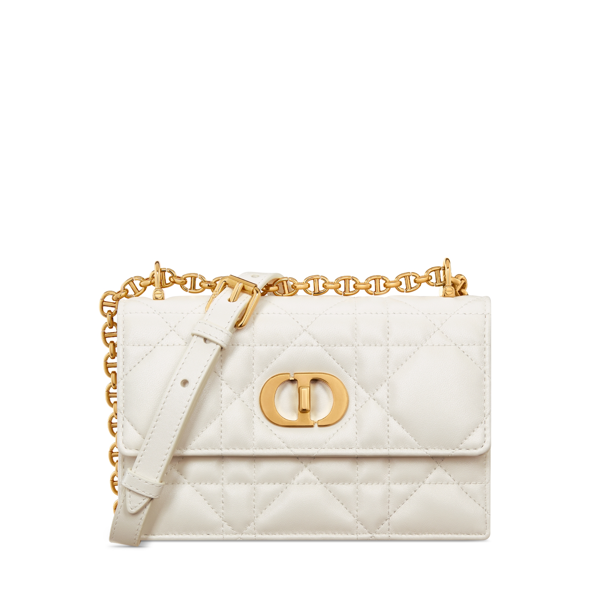 Miss Caro 迷你手袋 奶白色大型藤格紋圖案珠光羊皮 E01