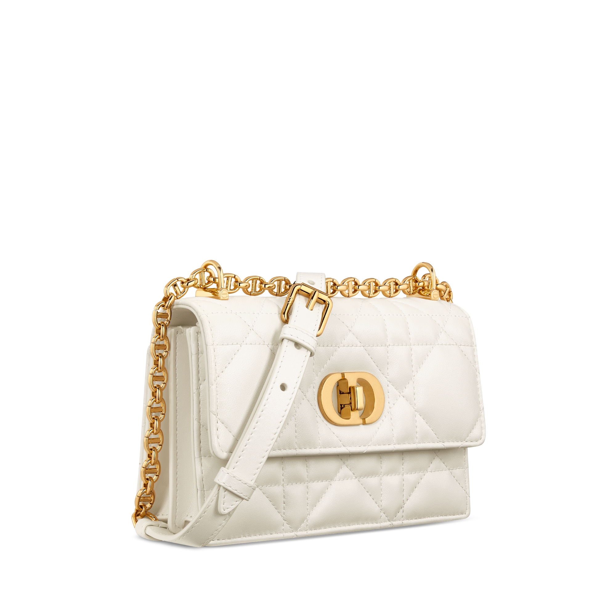 Miss Caro 迷你手袋 奶白色大型藤格紋圖案珠光羊皮 E03