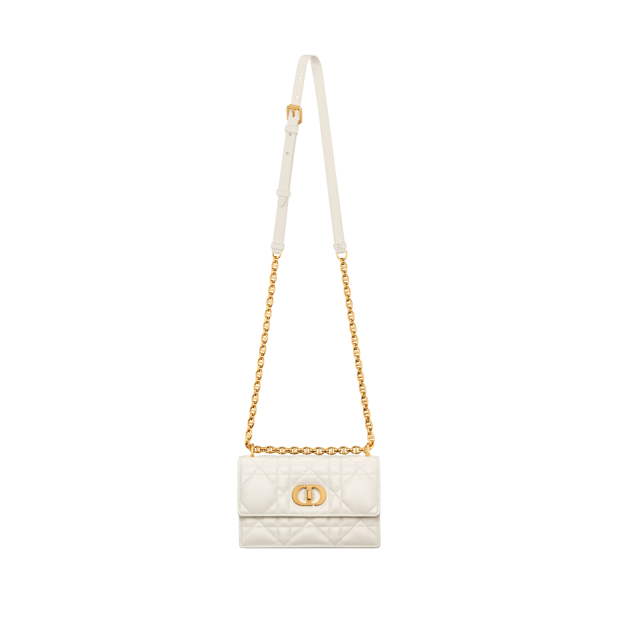 Miss Caro 迷你手袋 奶白色大型藤格紋圖案珠光羊皮 E07