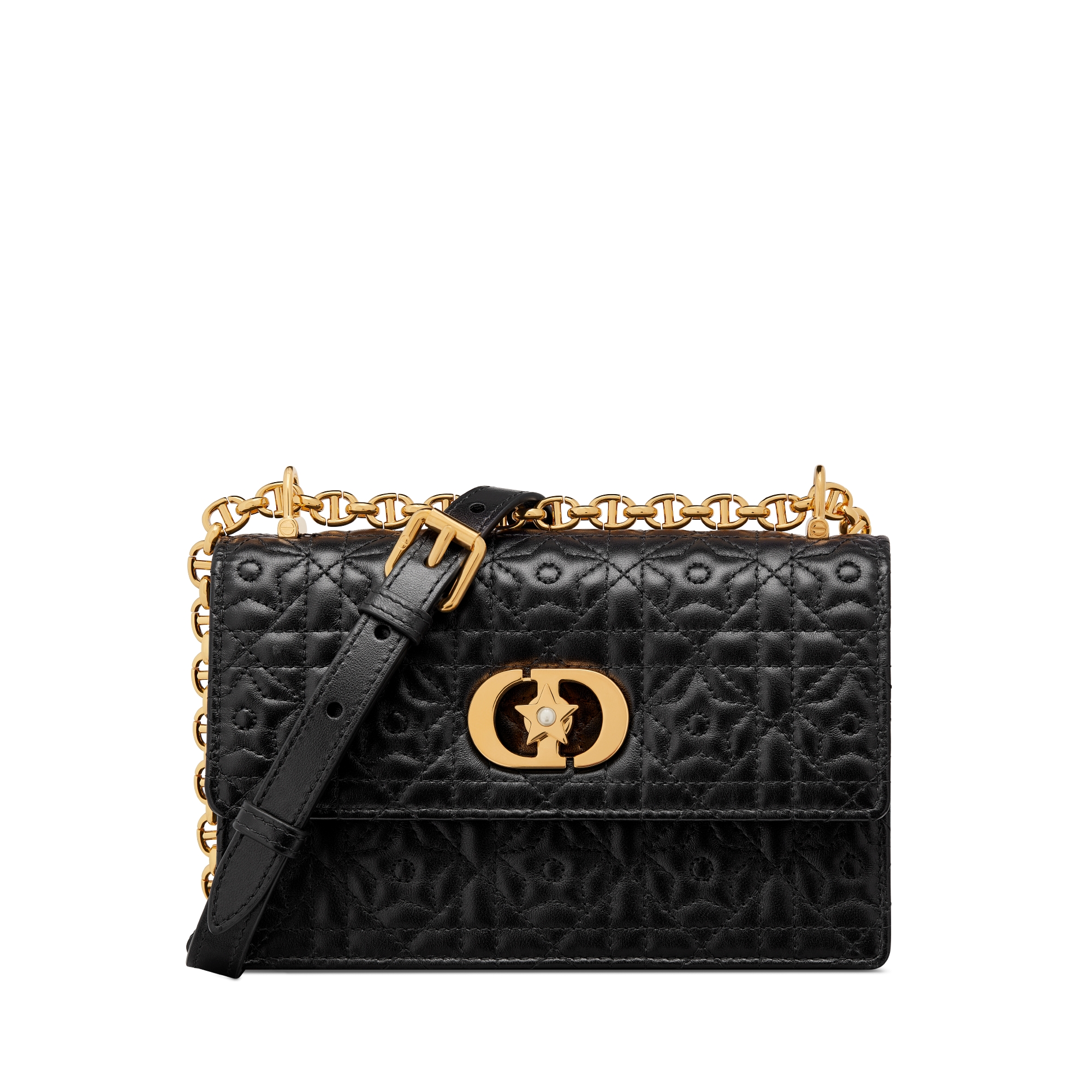 Miss Caro Mini Bag Black Cannage Lambskin with Star Motif | DIOR