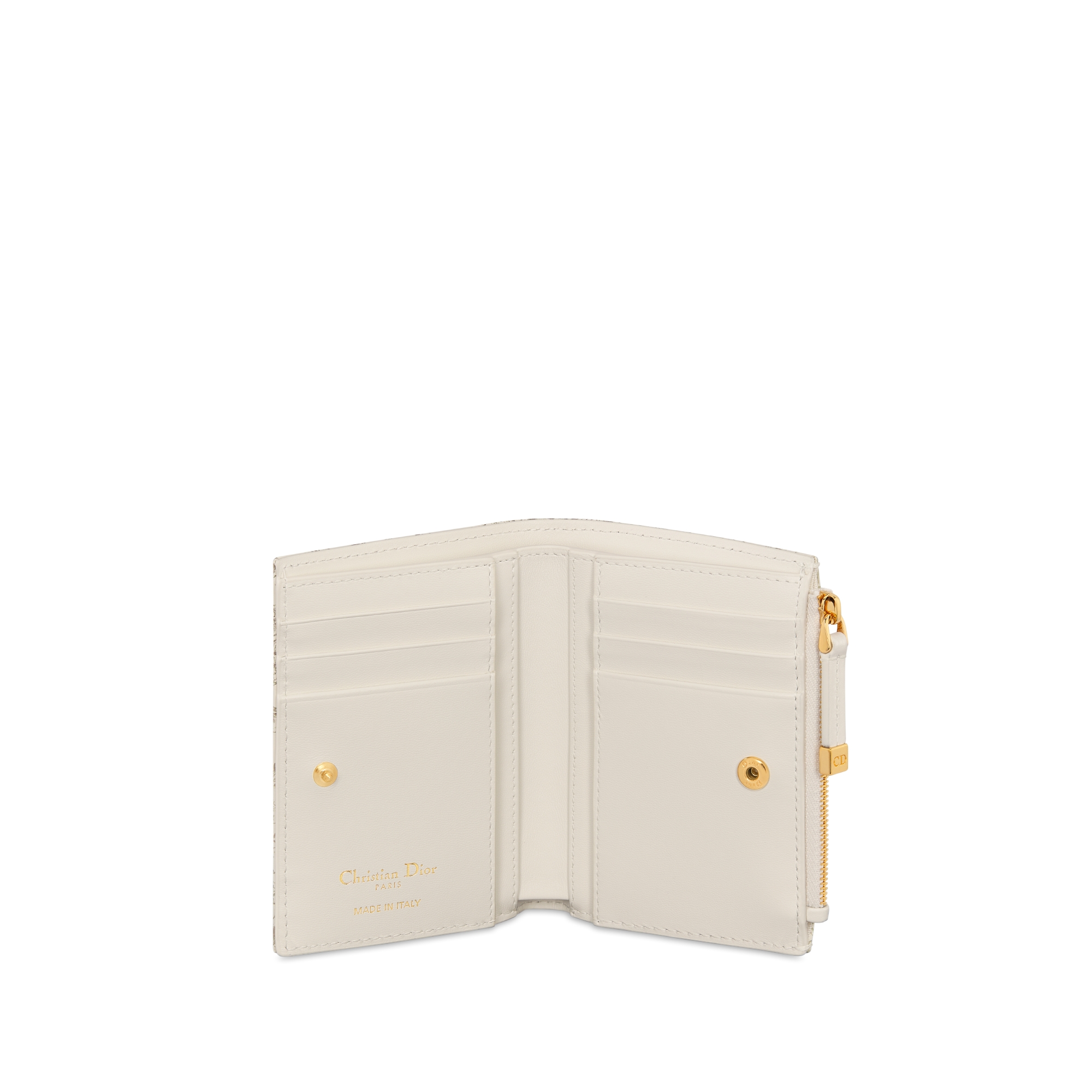 Dior Caro Dahlia 지갑 골드 톤 Millefiori 프린트 송아지 가죽 E07