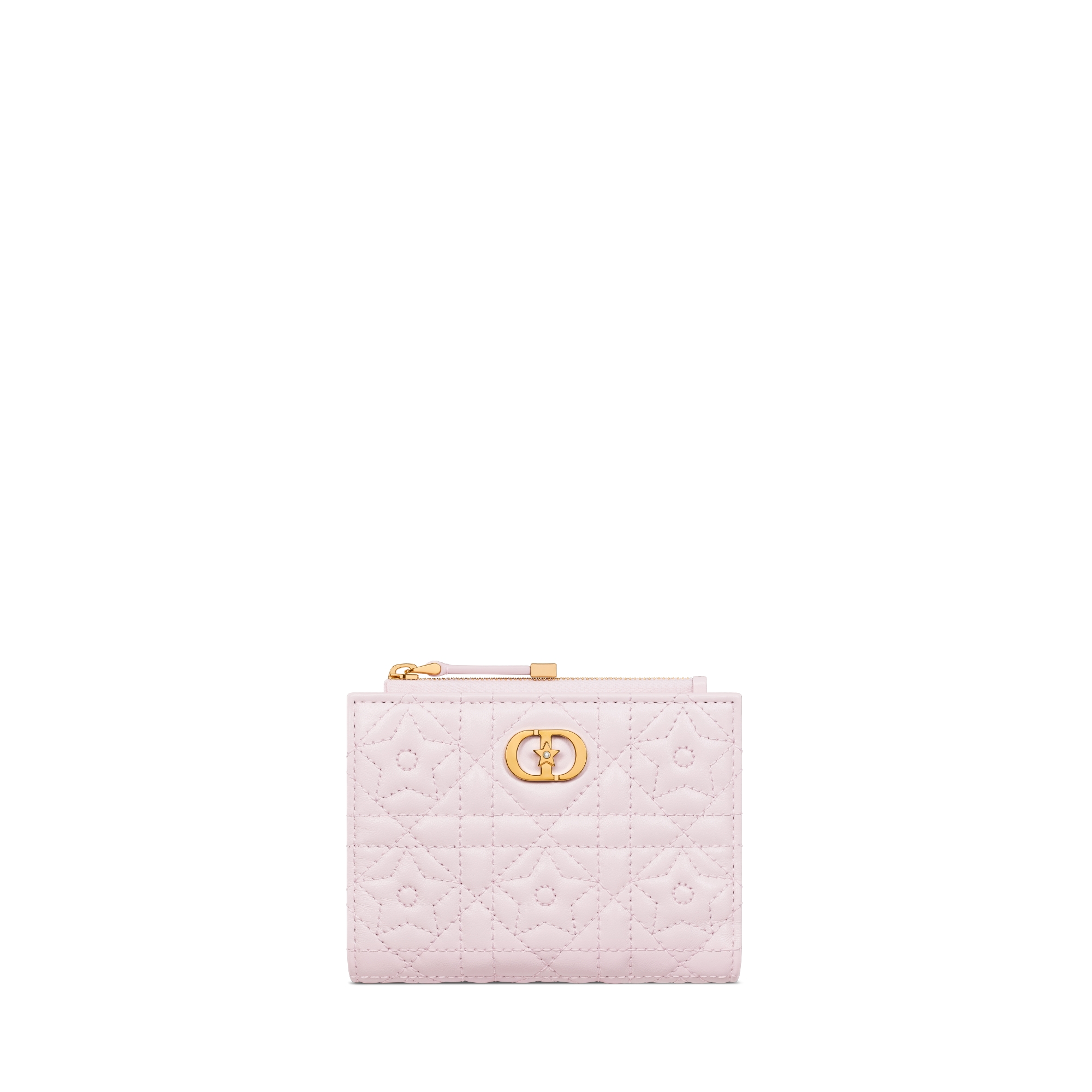 Dior Caro Dahlia Wallet Pale Pink Cannage Lambskin with Star Motif