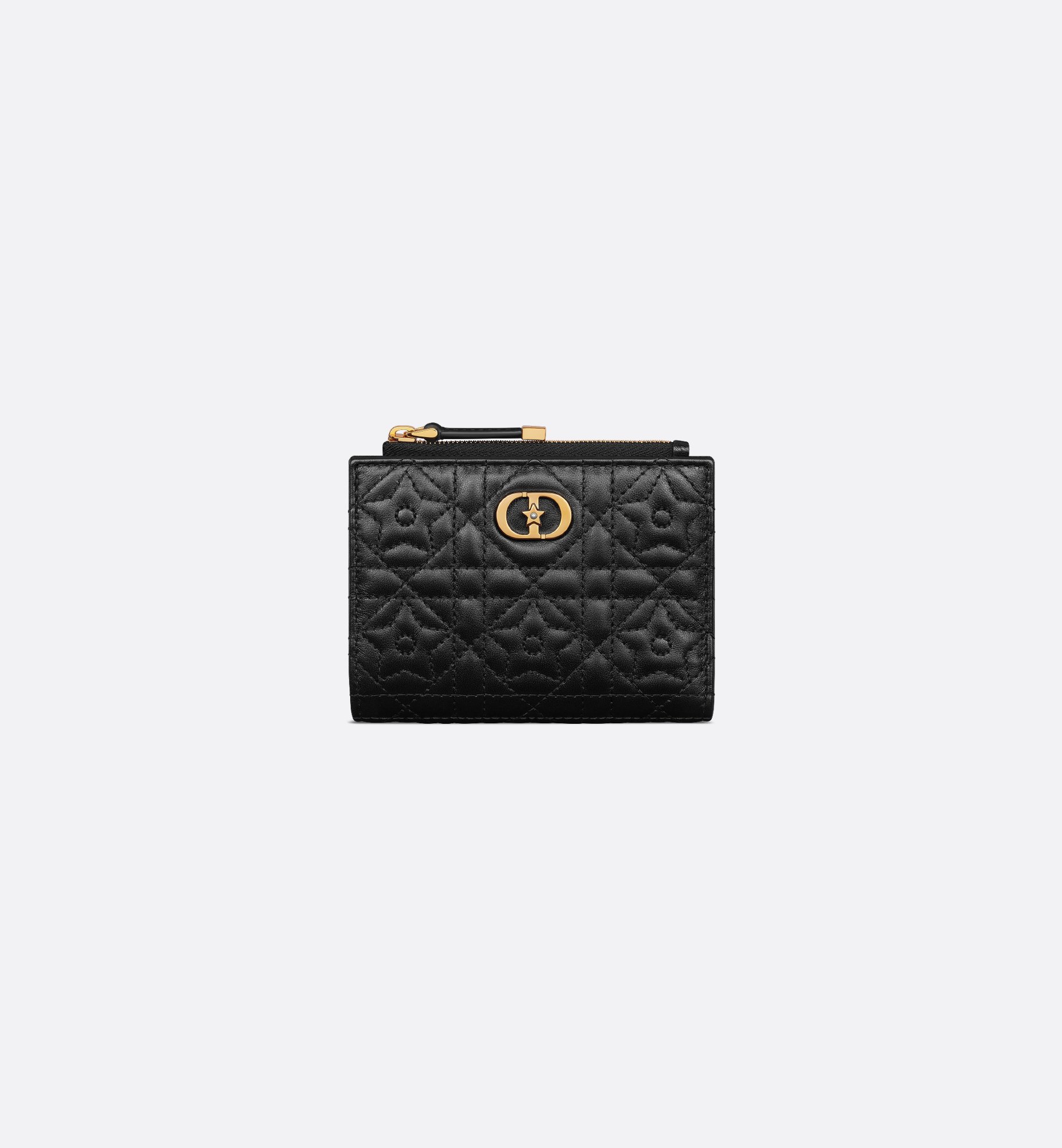 Dior Caro Glycine Wallet Gray Supple Cannage Calfskin | DIOR Dior Caro Glycine Wallet Gray Supple Cannage Calfskin | DIOR