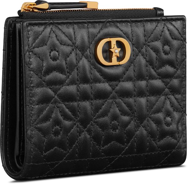 Dior Caro Dahlia Wallet Three quarter closed view