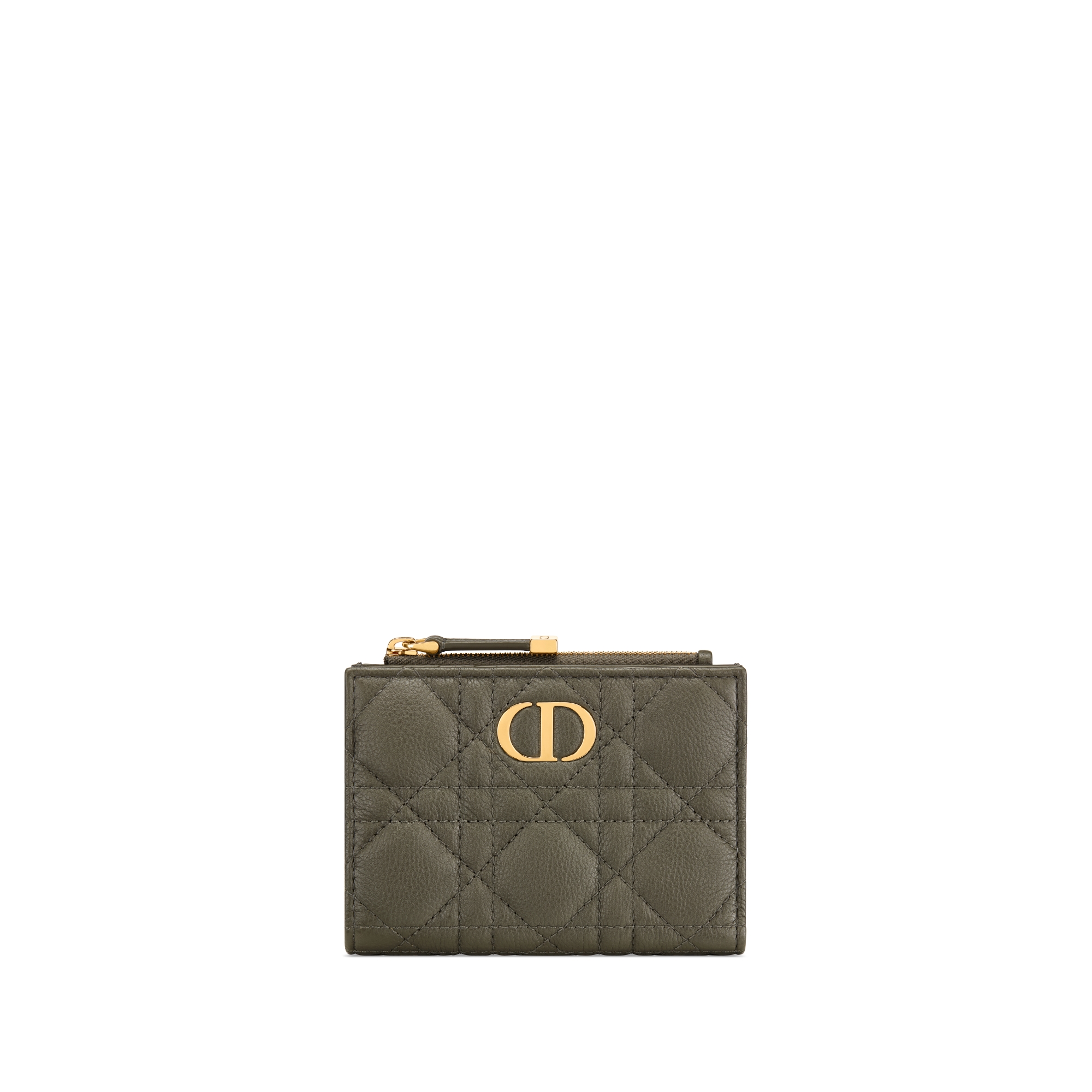 Dior Caro Dahlia Wallet Olive Taupe Supple Cannage Calfskin E01