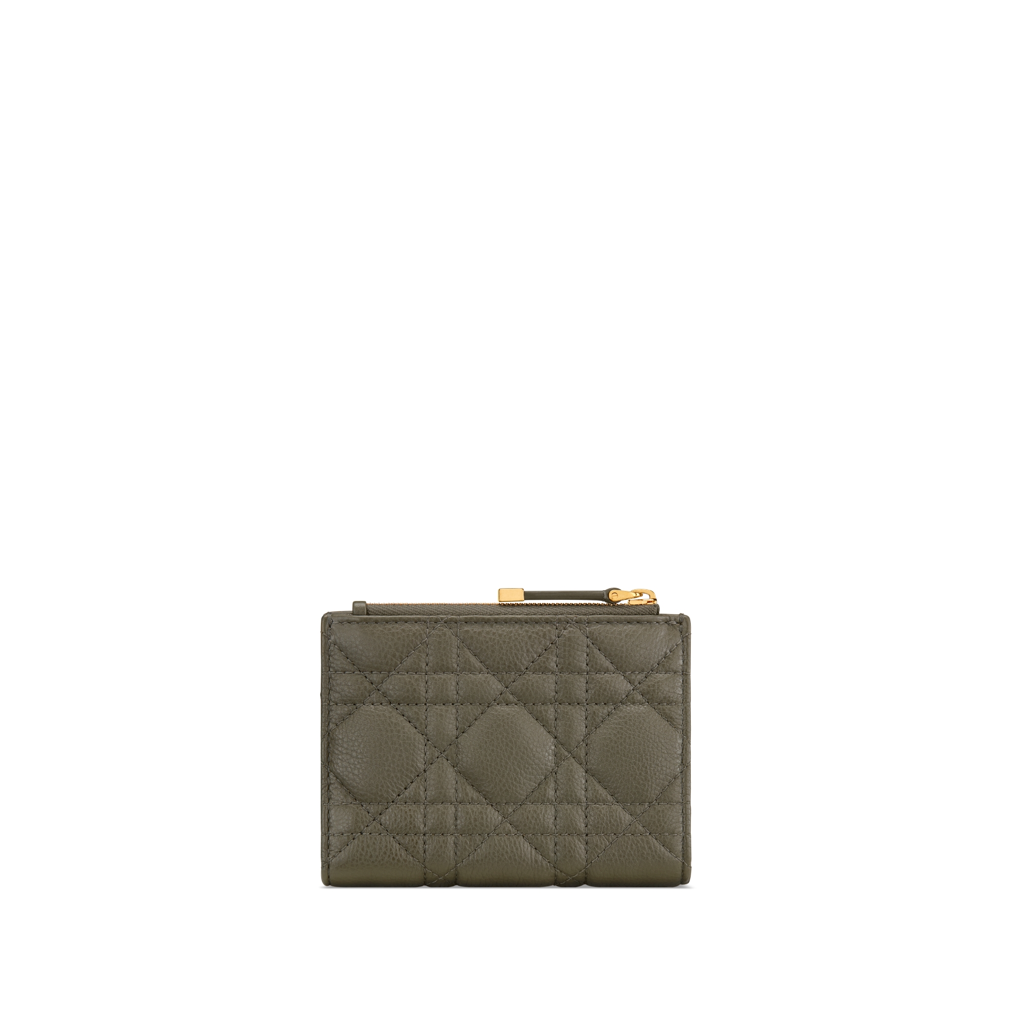 Portefeuille Dahlia Dior Caro Cuir de veau Cannage souple couleur Dark Fango E08