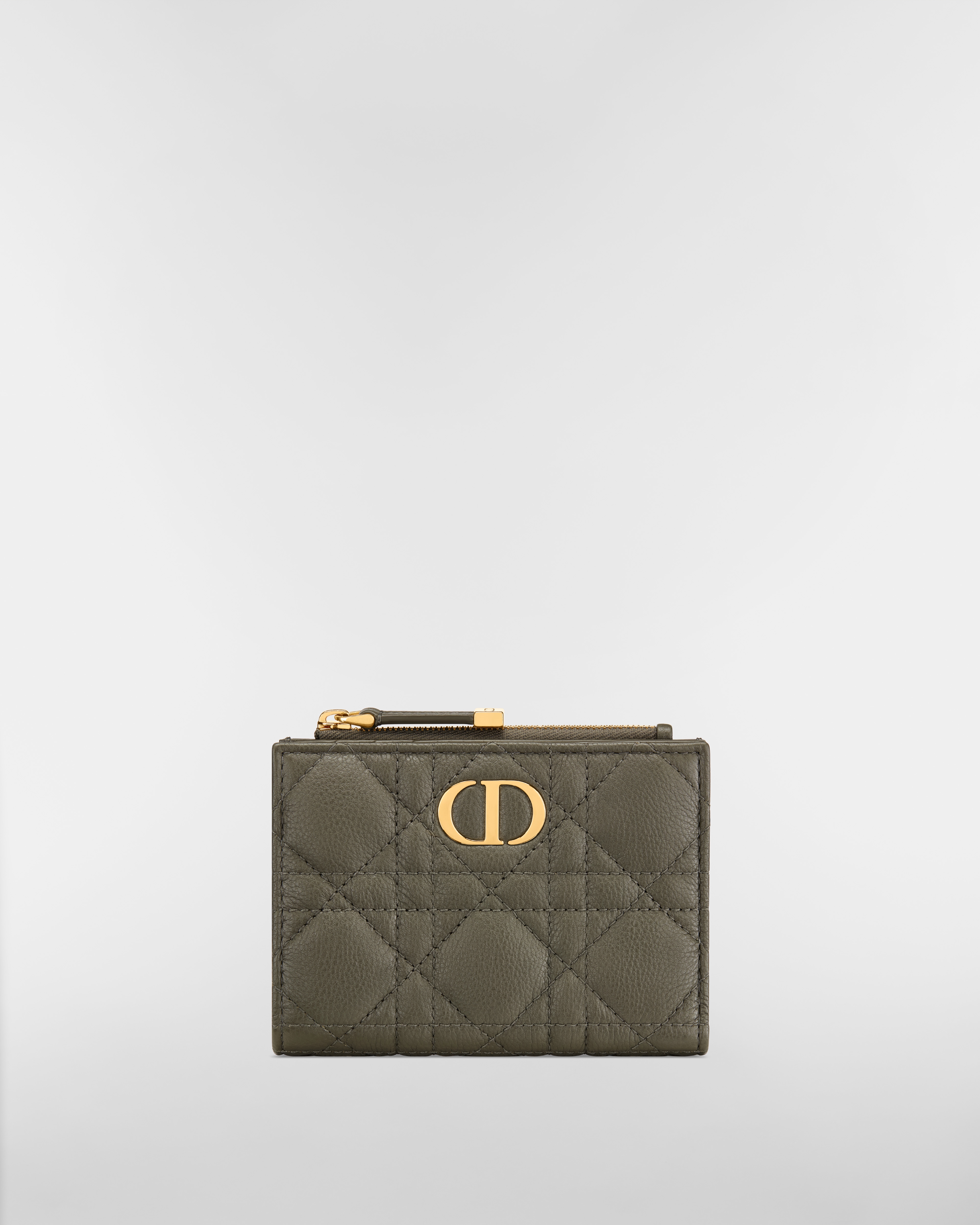 Dior Caro Dahlia Wallet Olive Taupe Supple Cannage Calfskin E01