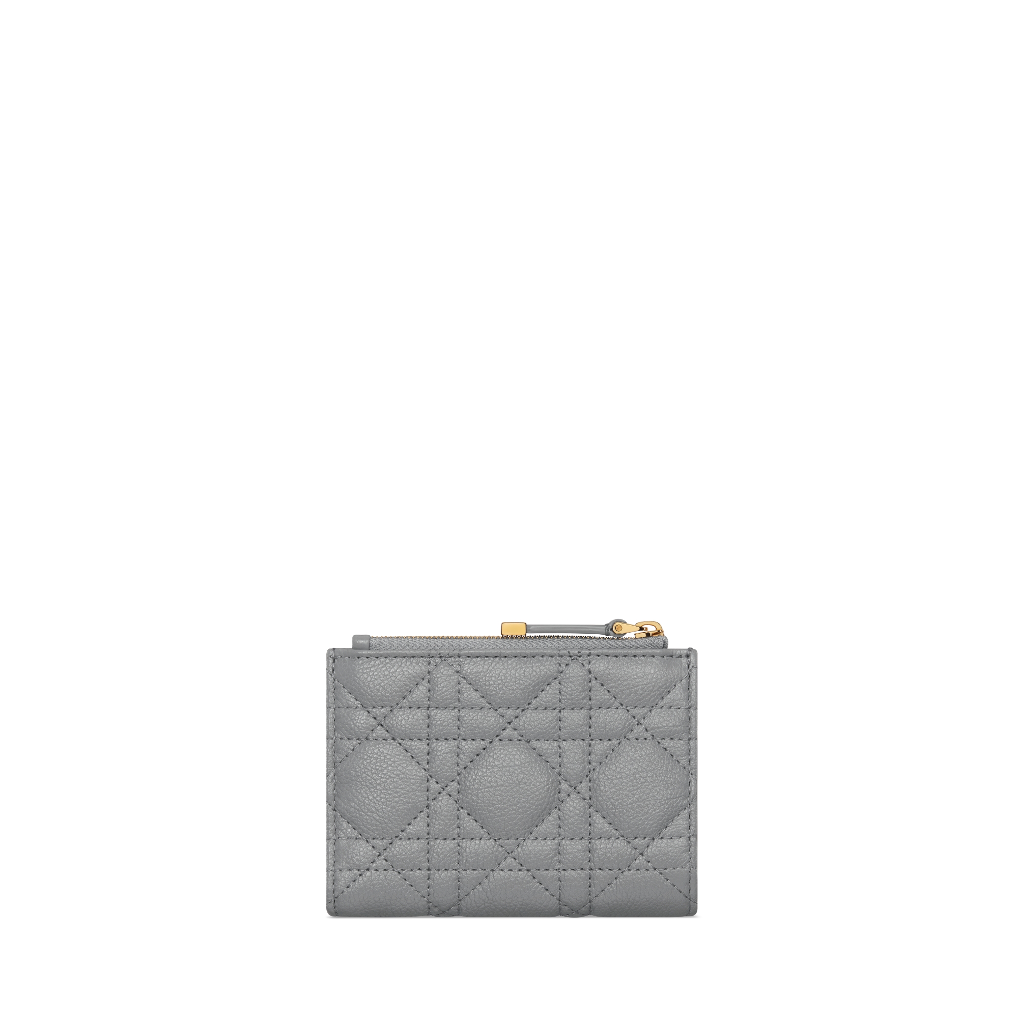 Dior Caro Dahlia 銀包 煤灰色柔軟 Cannage 藤格紋圖案小牛皮 E08