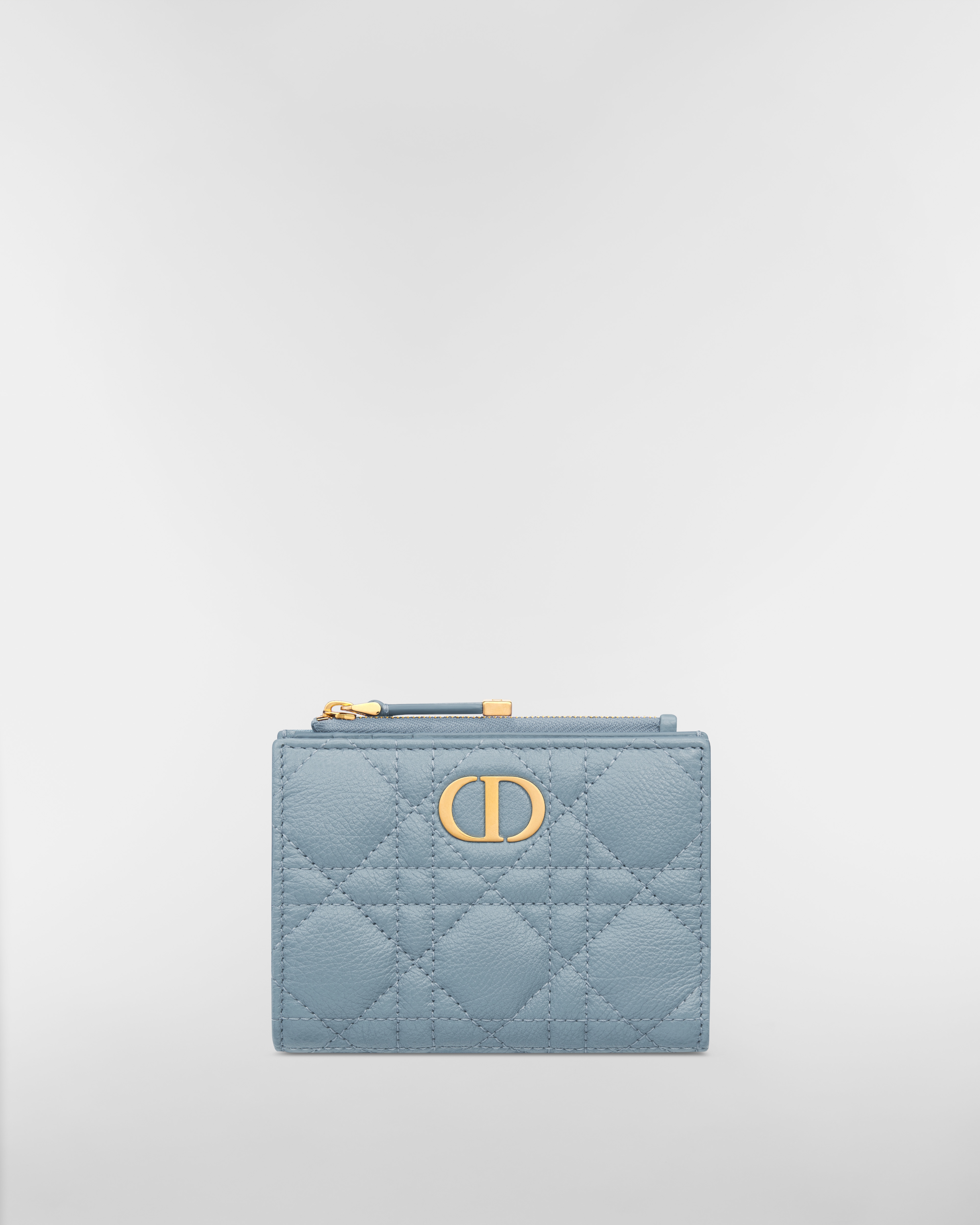 Dior Caro Dahlia Portemonnaie Weiches Cannage Kalbsleder in Wolkenblau E01