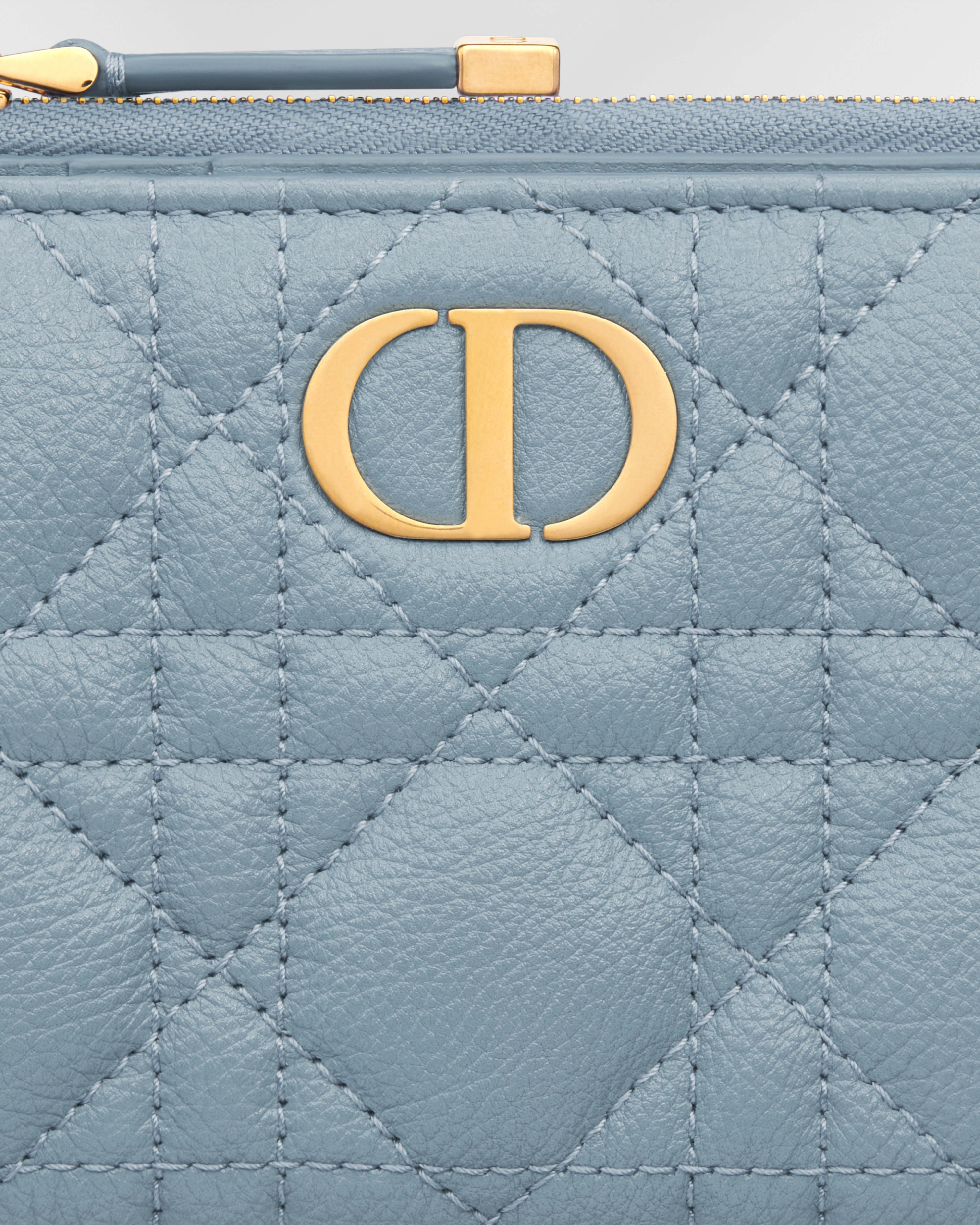 Dior Caro Dahlia Wallet Cloud Blue Supple Cannage Calfskin E09