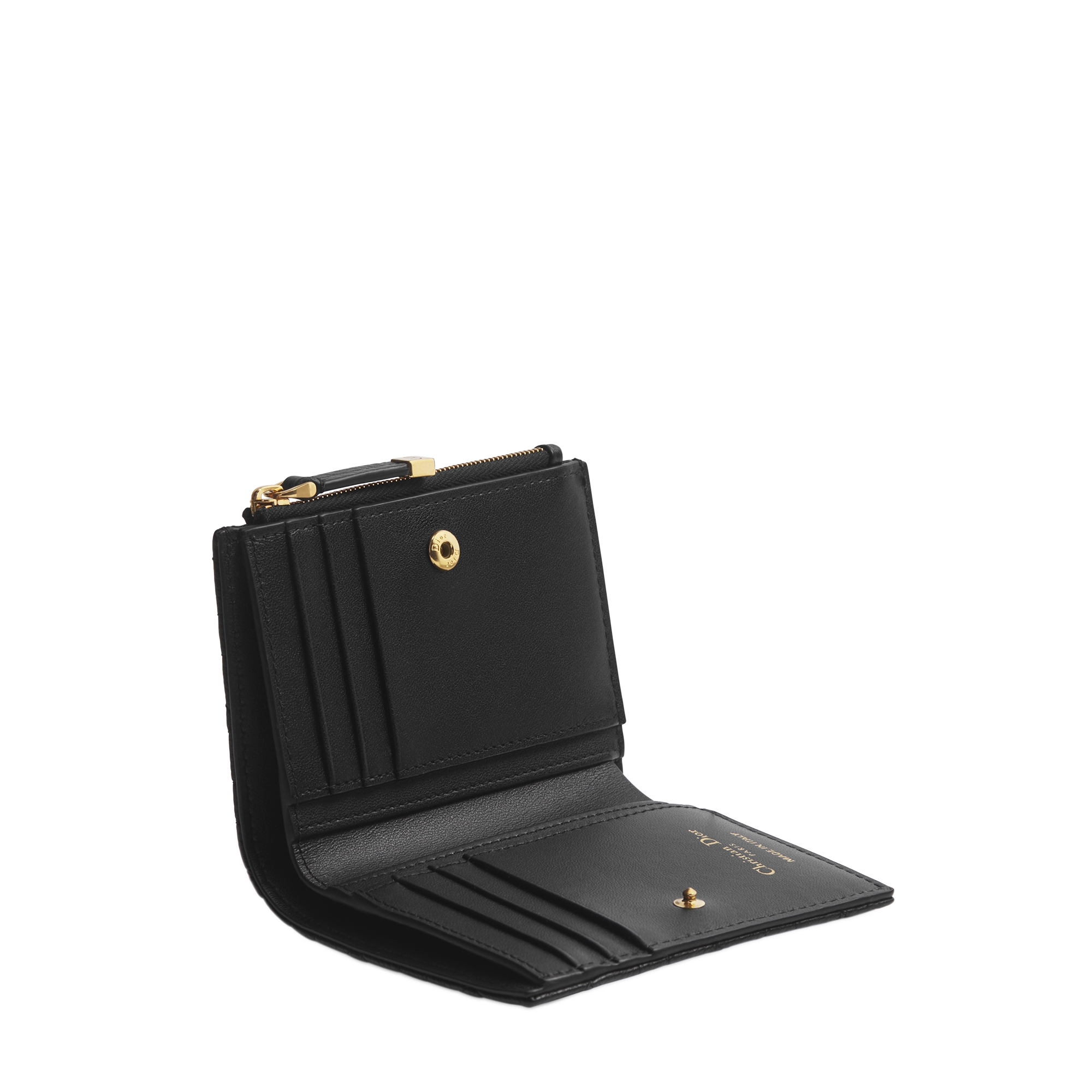 Dior Caro Dahlia Wallet Black Supple Cannage Calfskin E06