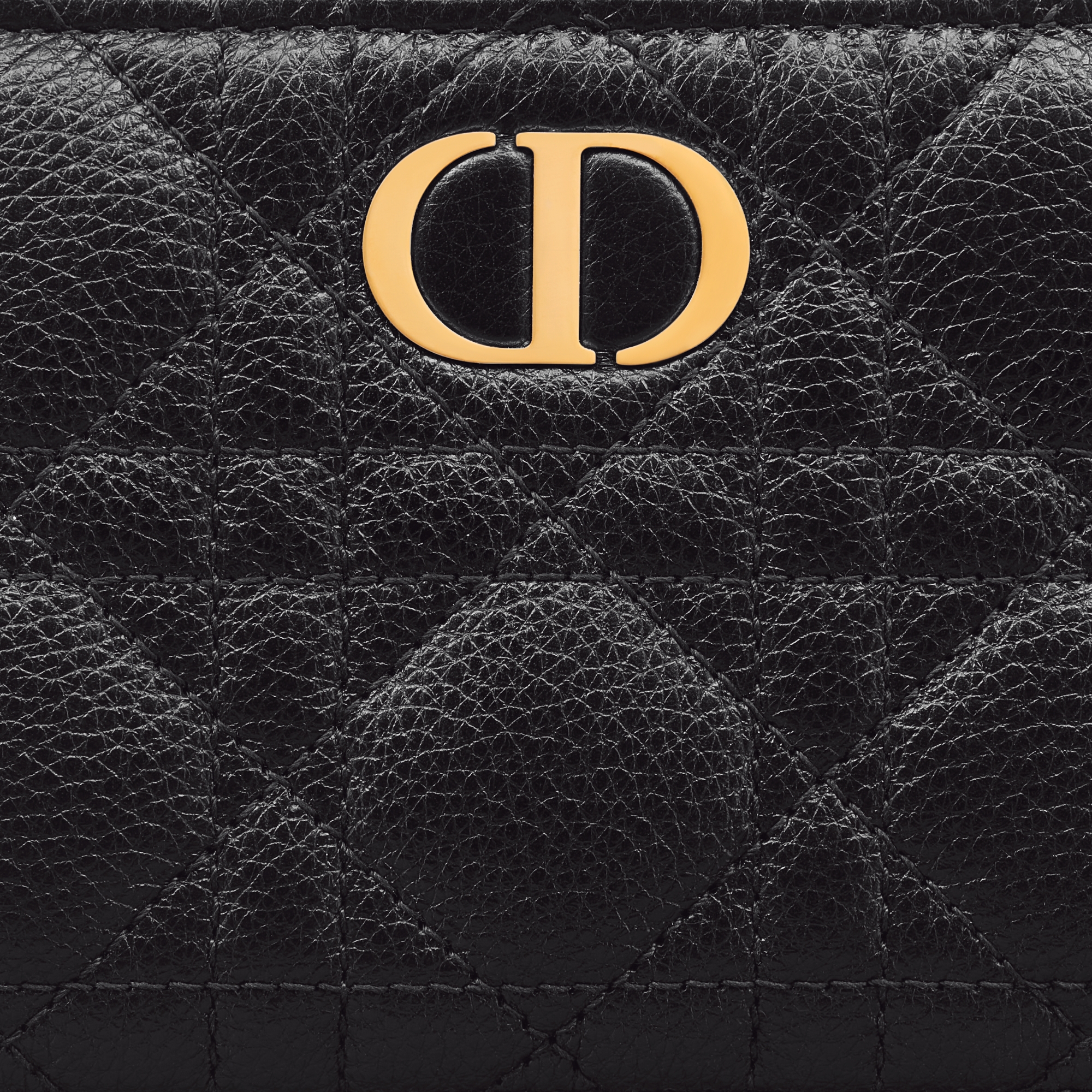 Dior Caro Dahlia 銀包 黑色柔軟 Cannage 藤格紋圖案小牛皮 E09