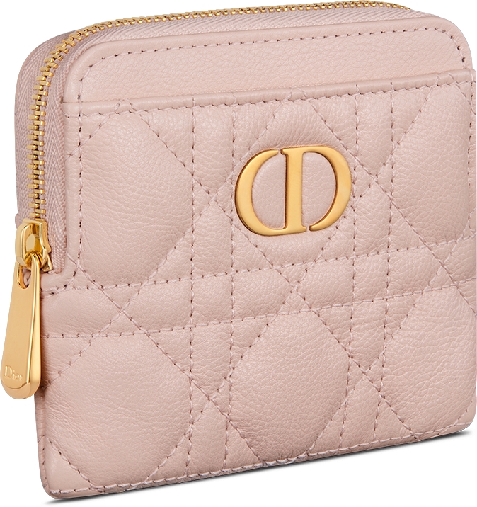 Dior Caro Lavender Wallet Powder Pink Supple Cannage 