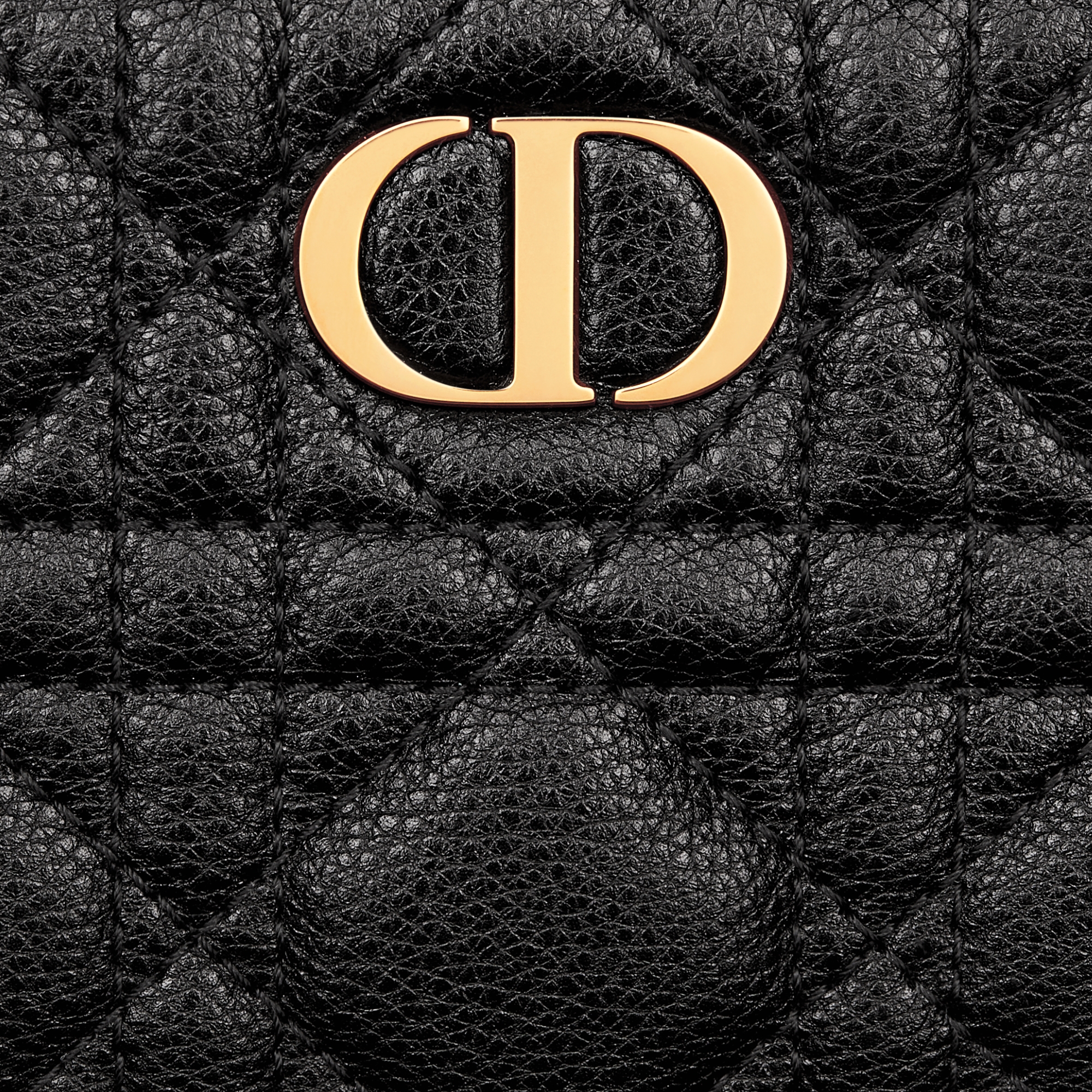 Dior Caro Lavender Wallet Black Supple Cannage Calfskin E09