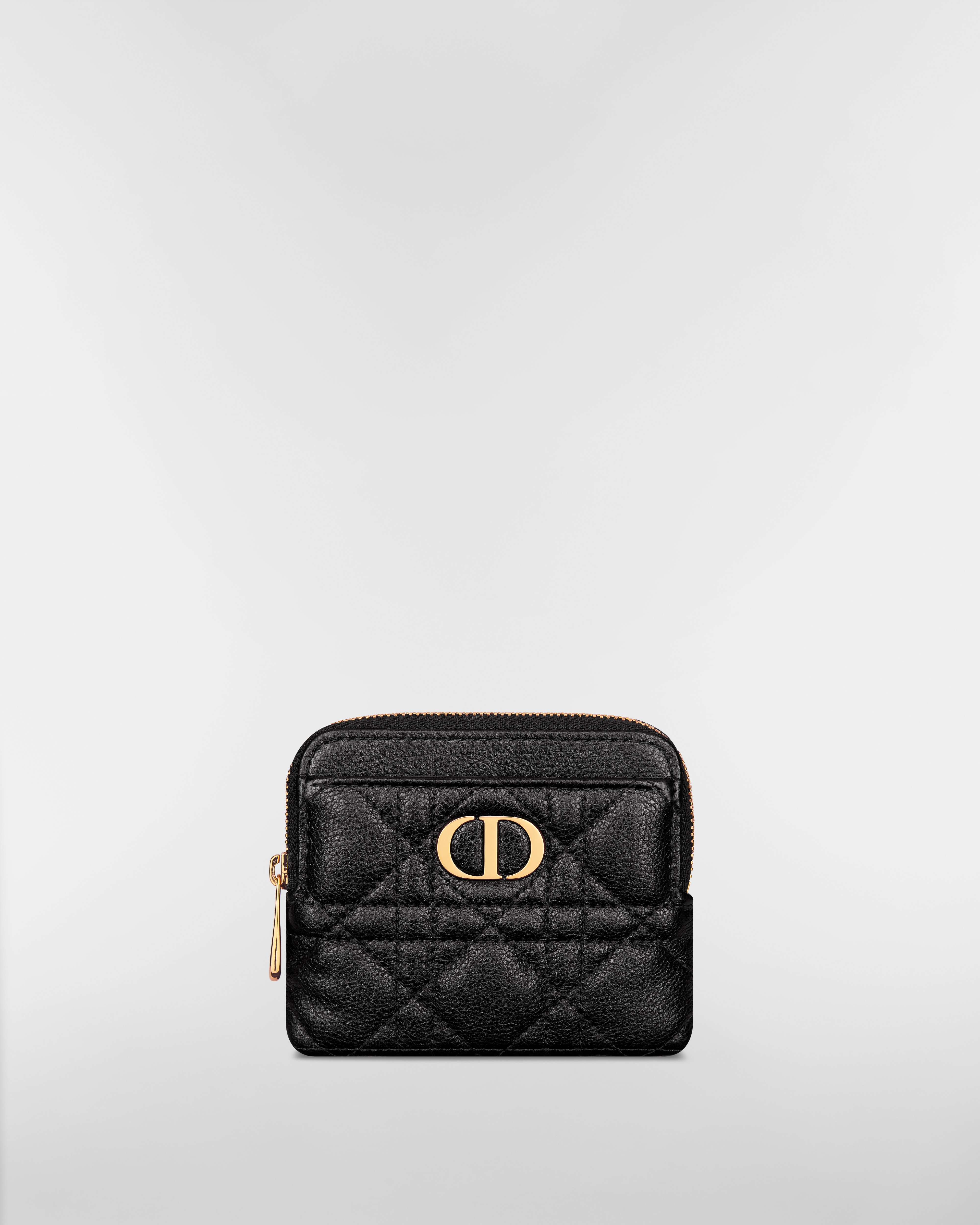 Dior Caro Lavender Wallet Black Supple Cannage Calfskin E01