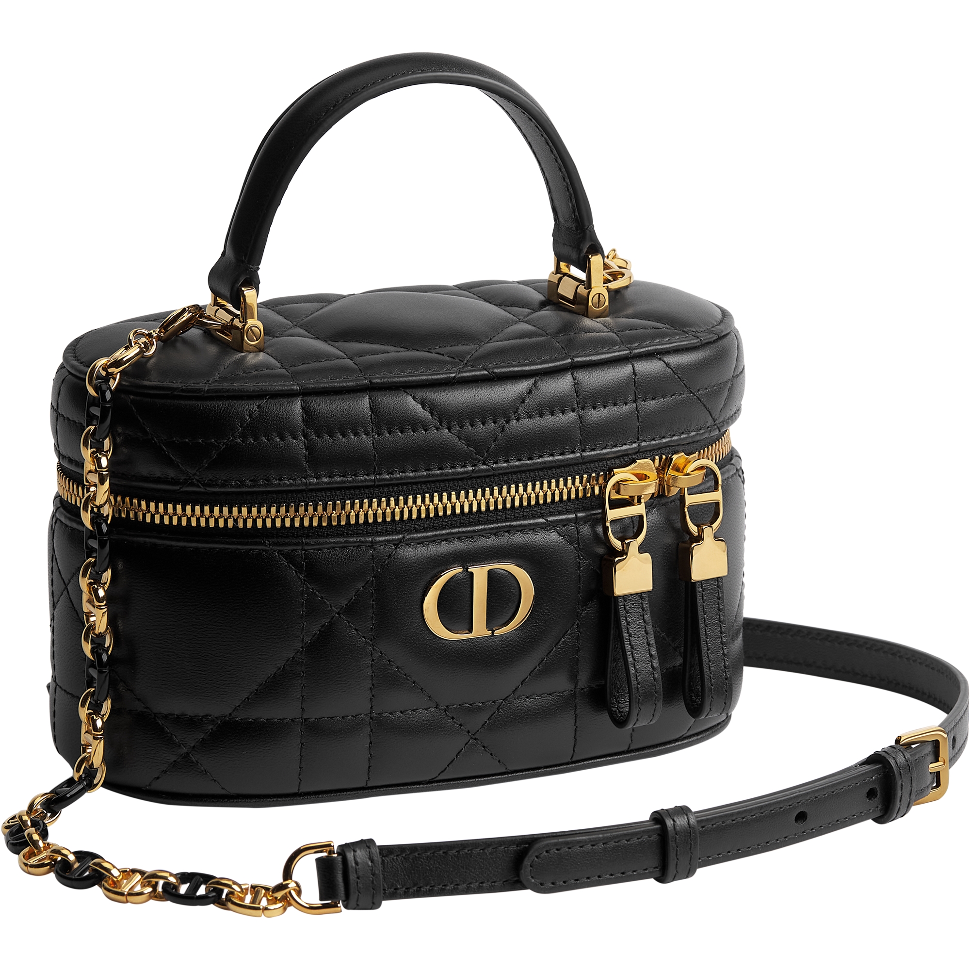 Dior Caro Mini Vanity Case Black Macrocannage Lambskin E03