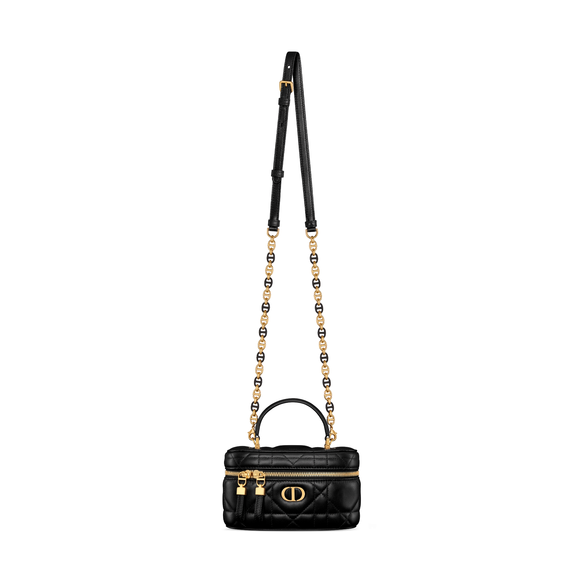 Dior Caro 미니 베니티 케이스 블랙 매크로까나쥬 양가죽 E07