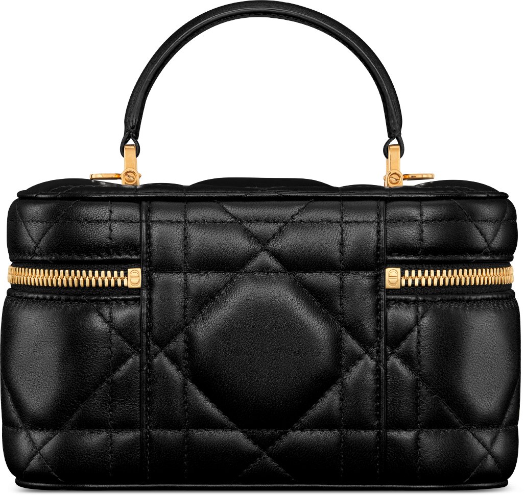 Dior Caro Mini Vanity Case Black Macrocannage Lambskin DIOR