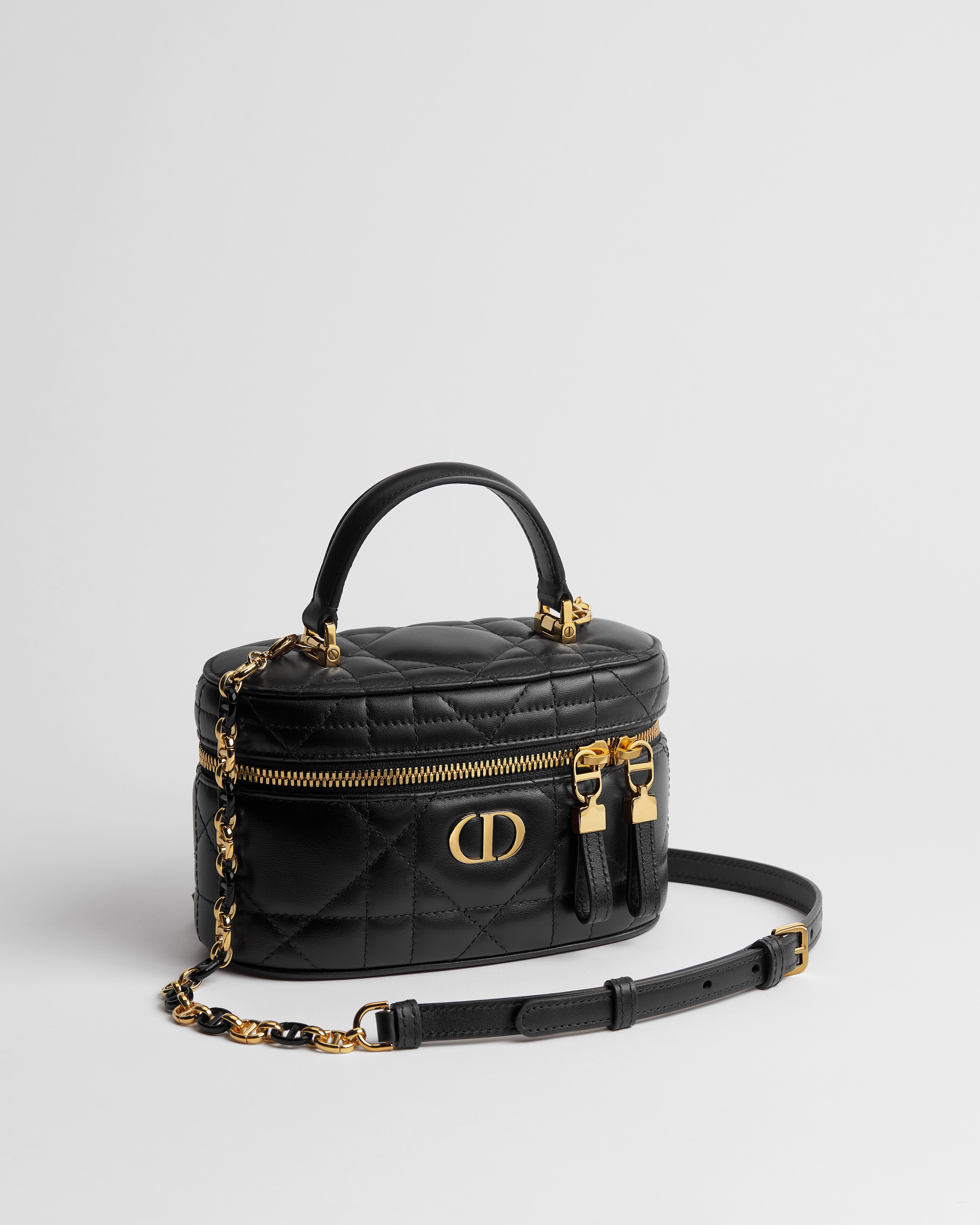 Dior Caro Mini Vanity Case Black Macrocannage Lambskin E03