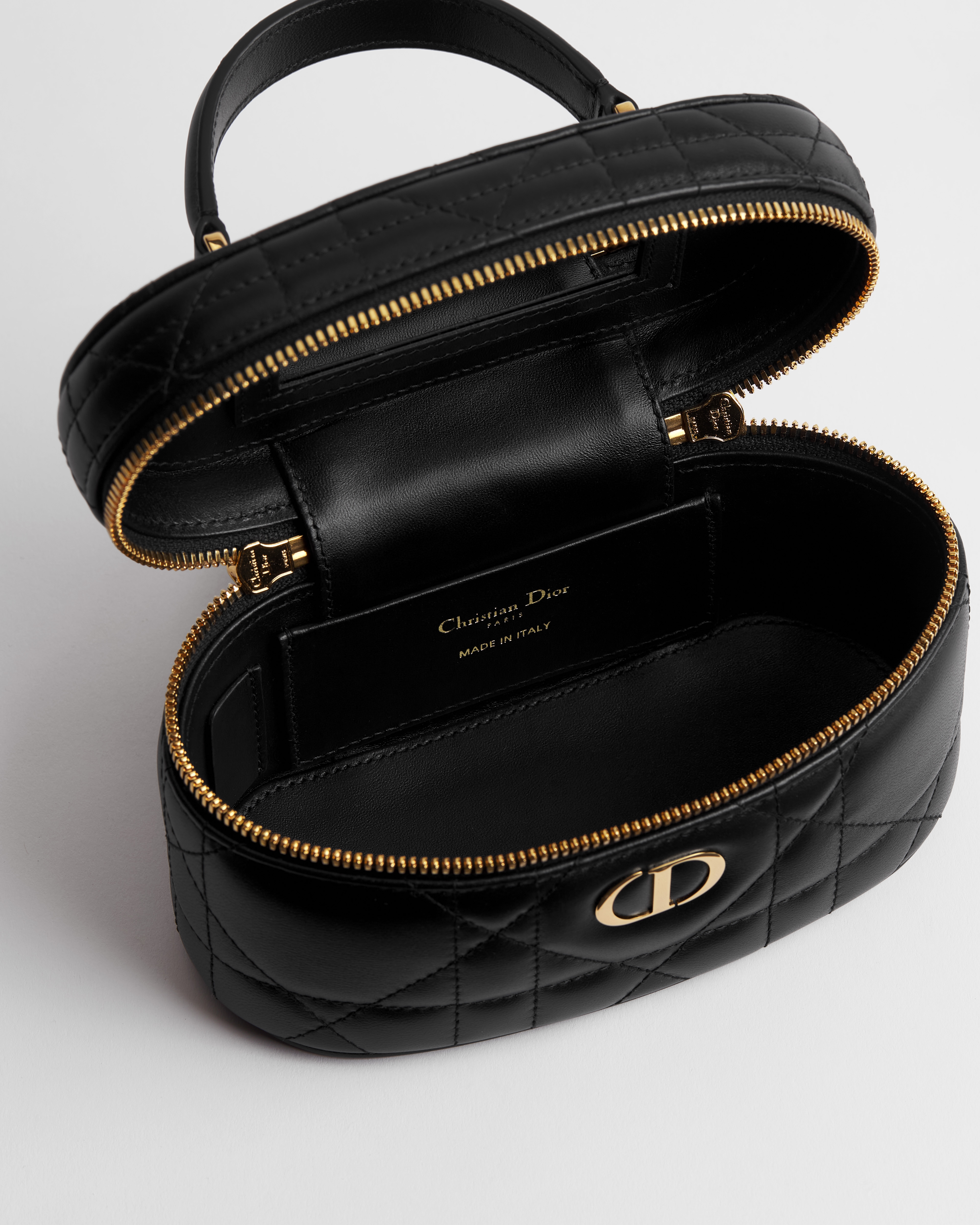 Dior Caro Mini Vanity Case Black Macrocannage Lambskin E06