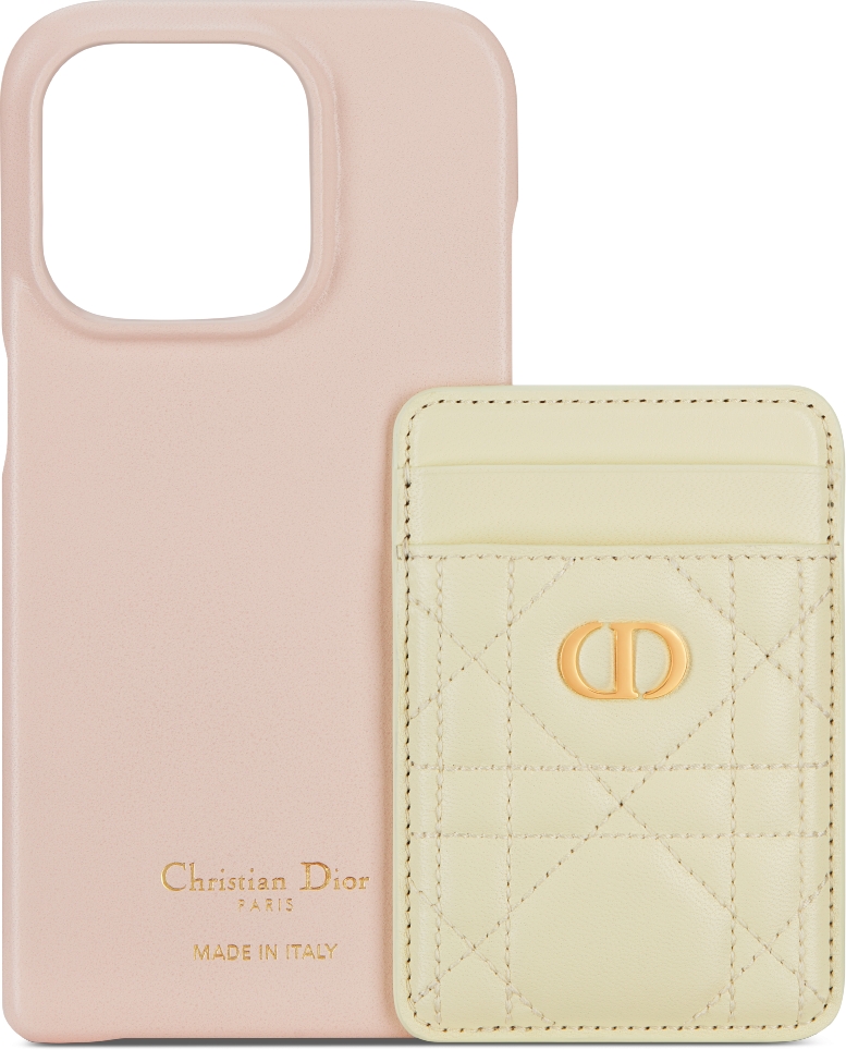 DIOR | 【日本限定】Dior Caro iPhone 15 Proケース & マグネット カードホルダー カナージュ ラムスキン