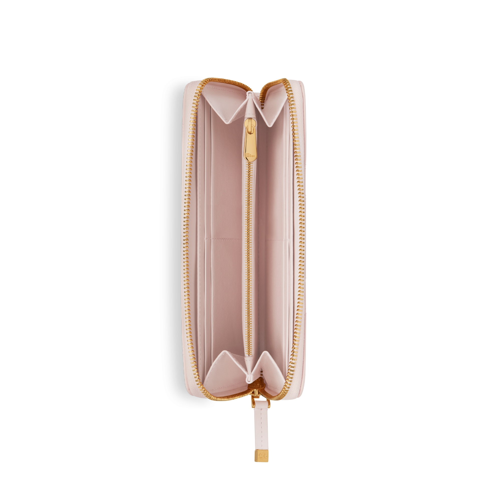 Portefeuille slim Voyageur Miss Caro Cuir d'agneau Macrocannage rose poudre E06