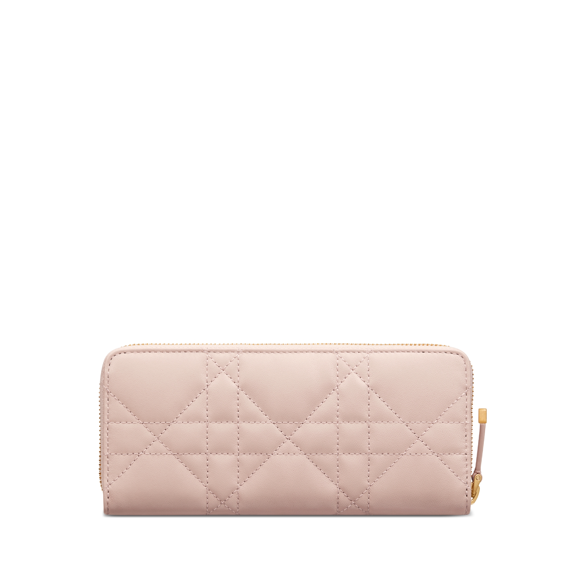 Portefeuille slim Voyageur Miss Caro Cuir d'agneau Macrocannage rose poudre E08