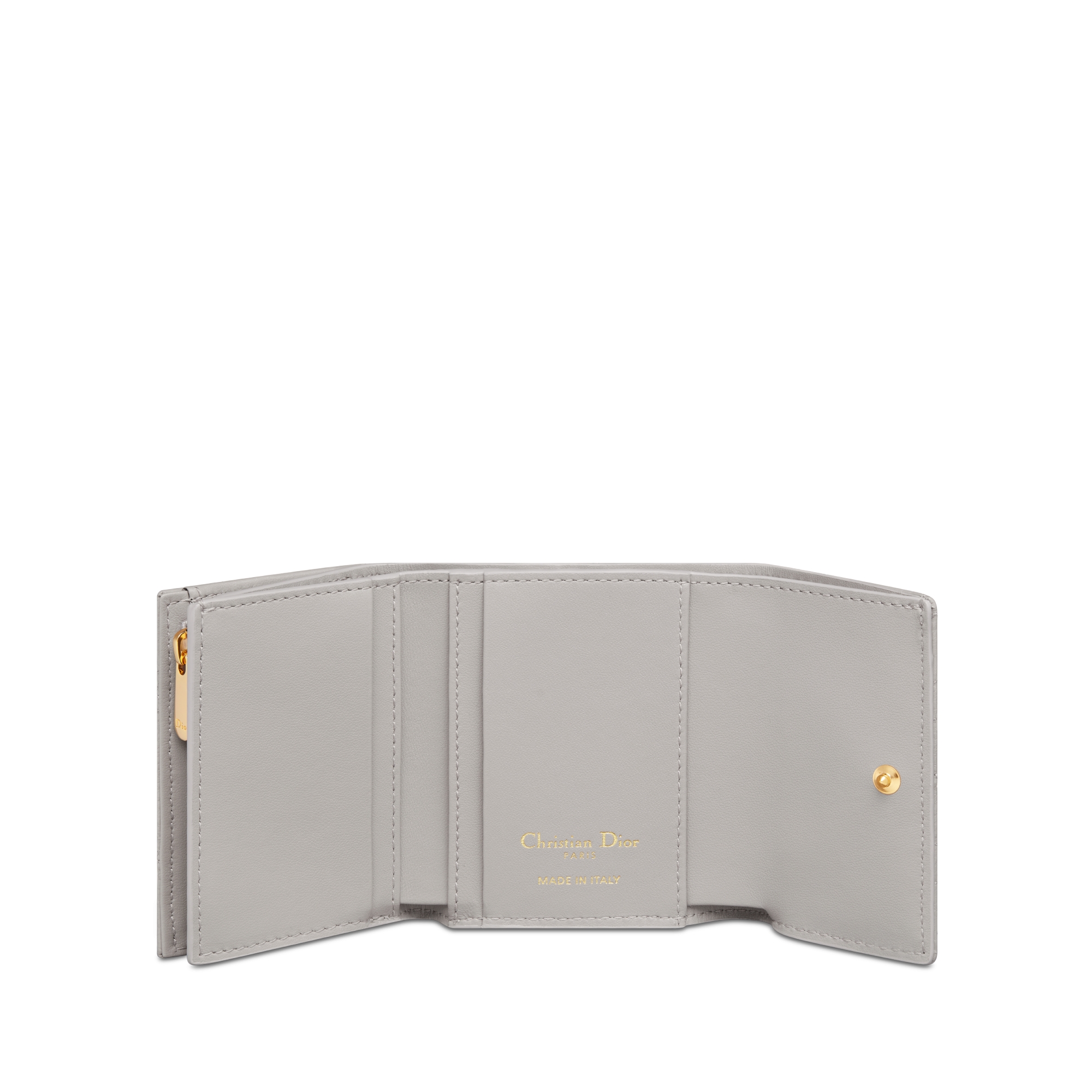 Dior Caro Hibiscus L형 지퍼 지갑 그레이 서플 까나쥬 송아지 가죽 E07