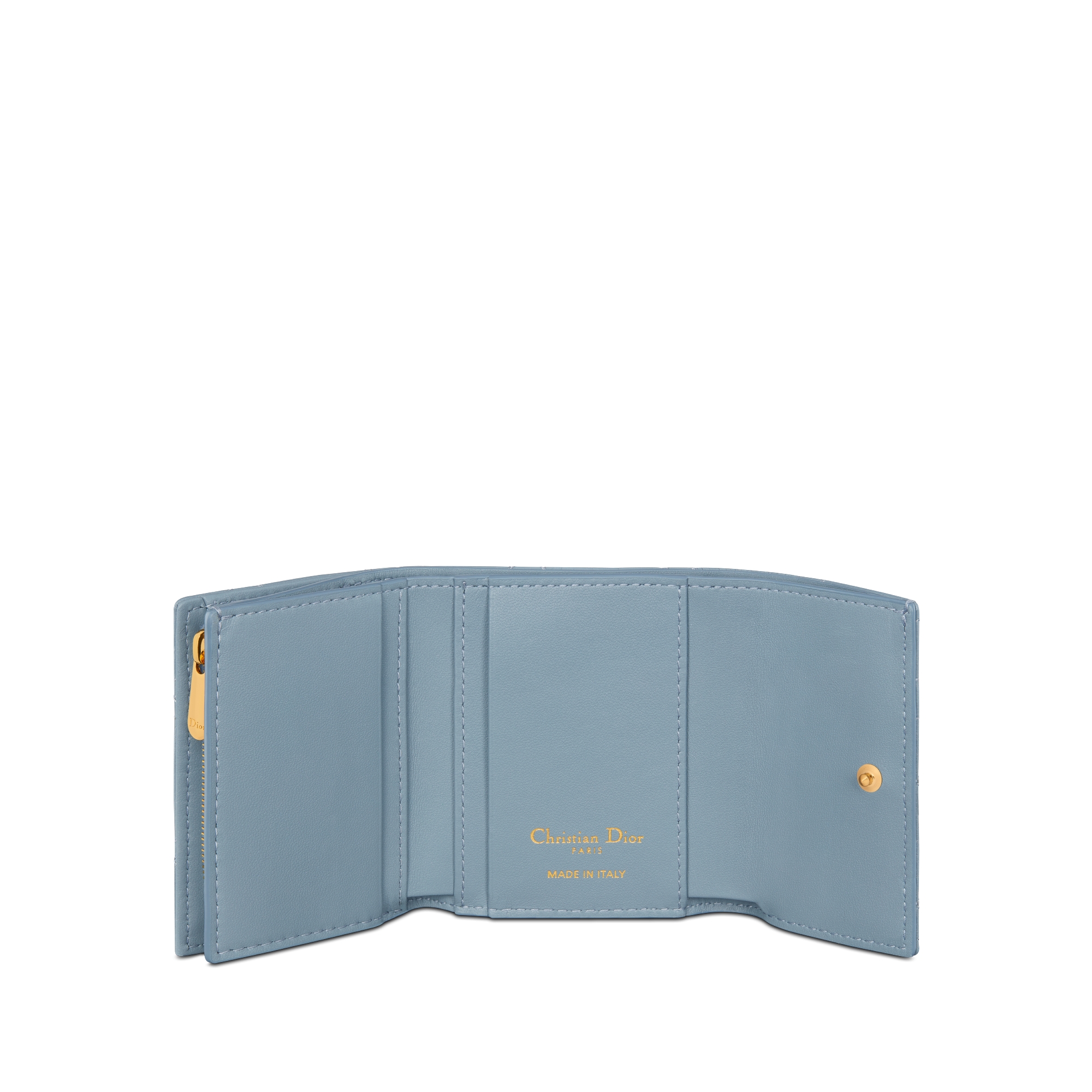 Dior Caro Hibiscus L형 지퍼 지갑 클라우드 블루 서플 까나쥬 송아지 가죽 E07