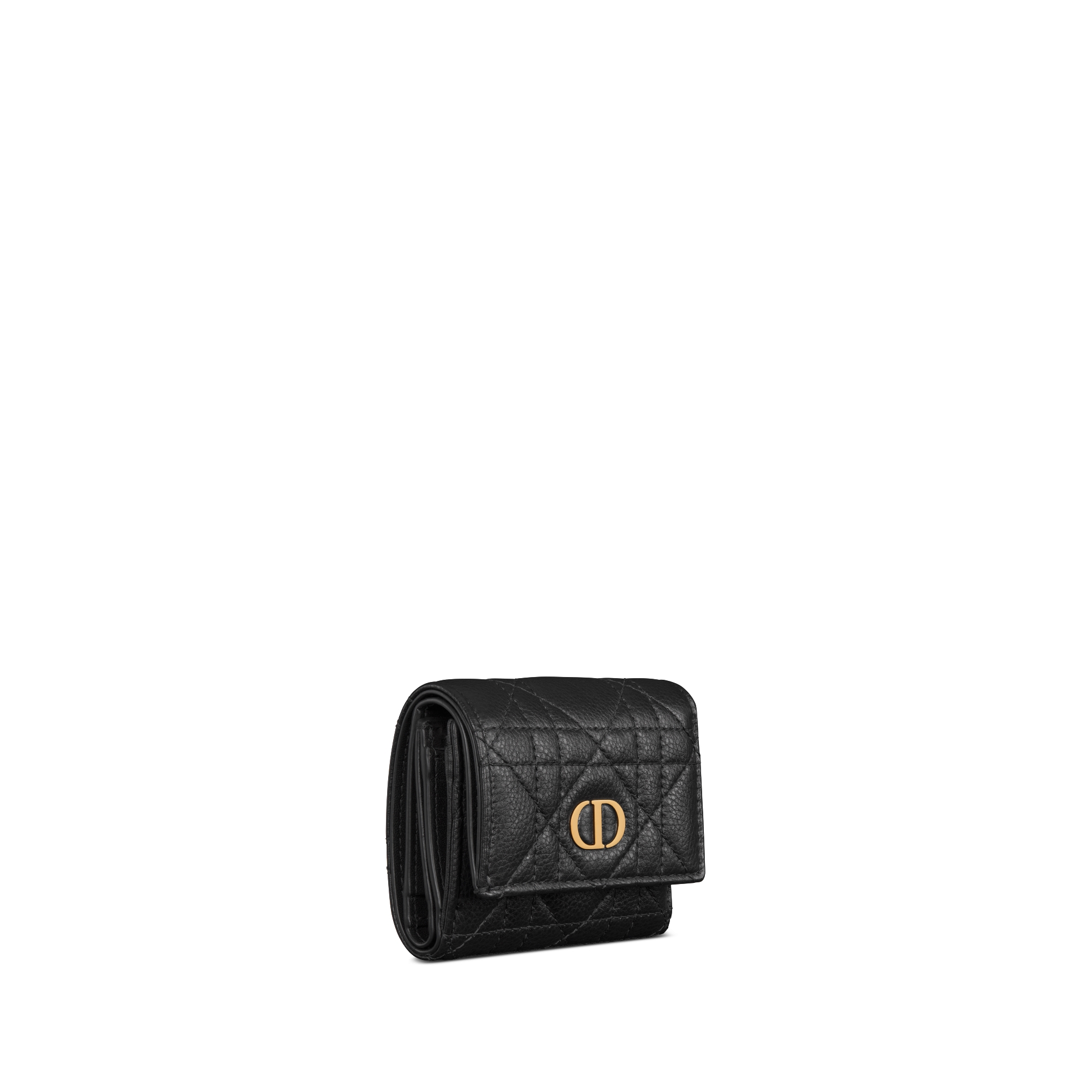 Dior Caro Hibiscus L형 지퍼 지갑 블랙 서플 까나쥬 송아지 가죽 E03