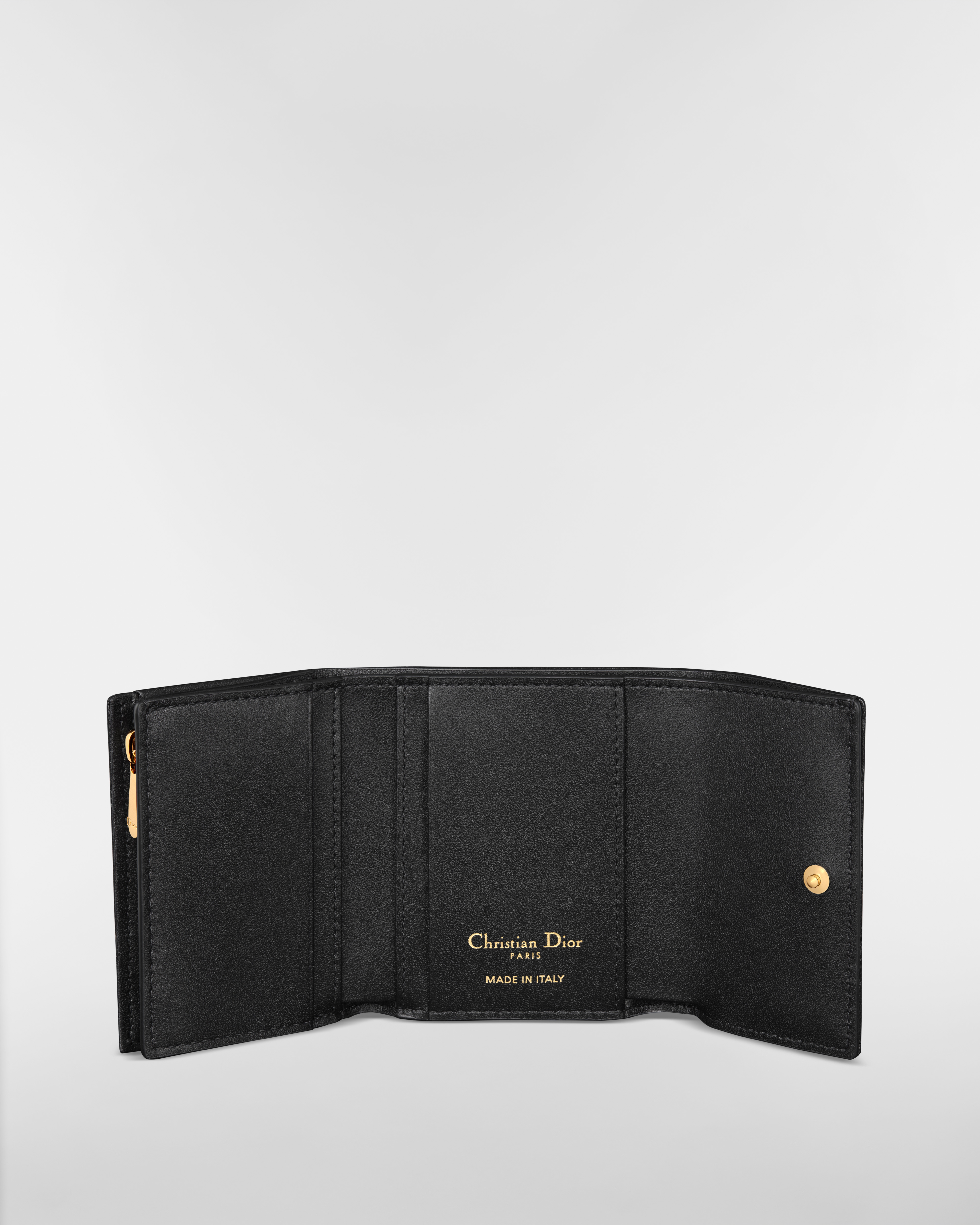 Dior Caro Hibiscus L형 지퍼 지갑 블랙 서플 까나쥬 송아지 가죽 E07