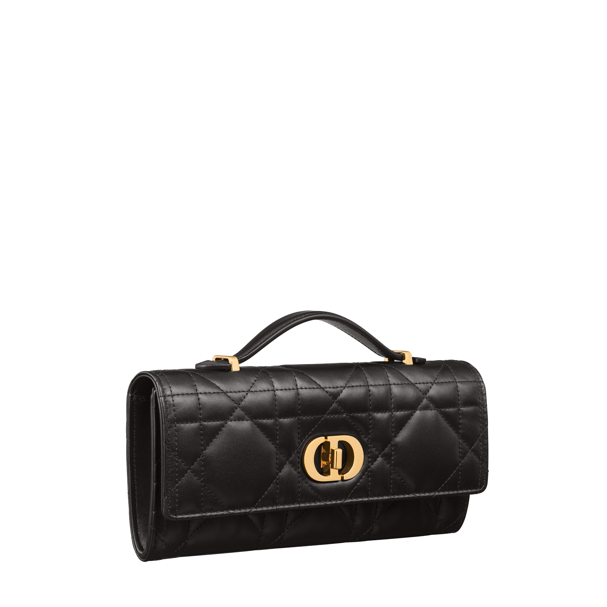 Miss Caro Top Handle Pouch Black Macrocannage Lambskin E03