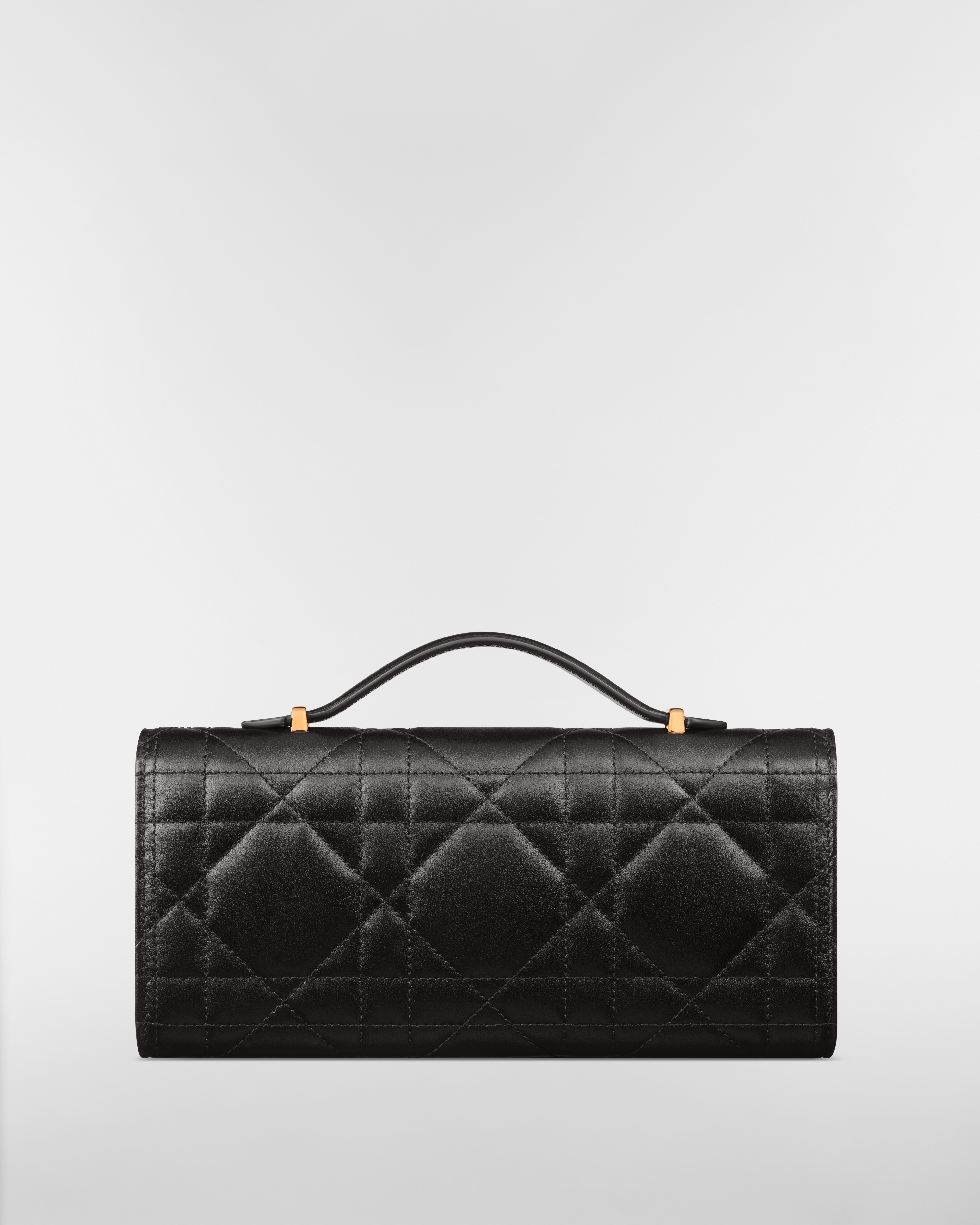 Miss Caro Top Handle 小袋 黑色大型藤格紋圖案羊皮 E08