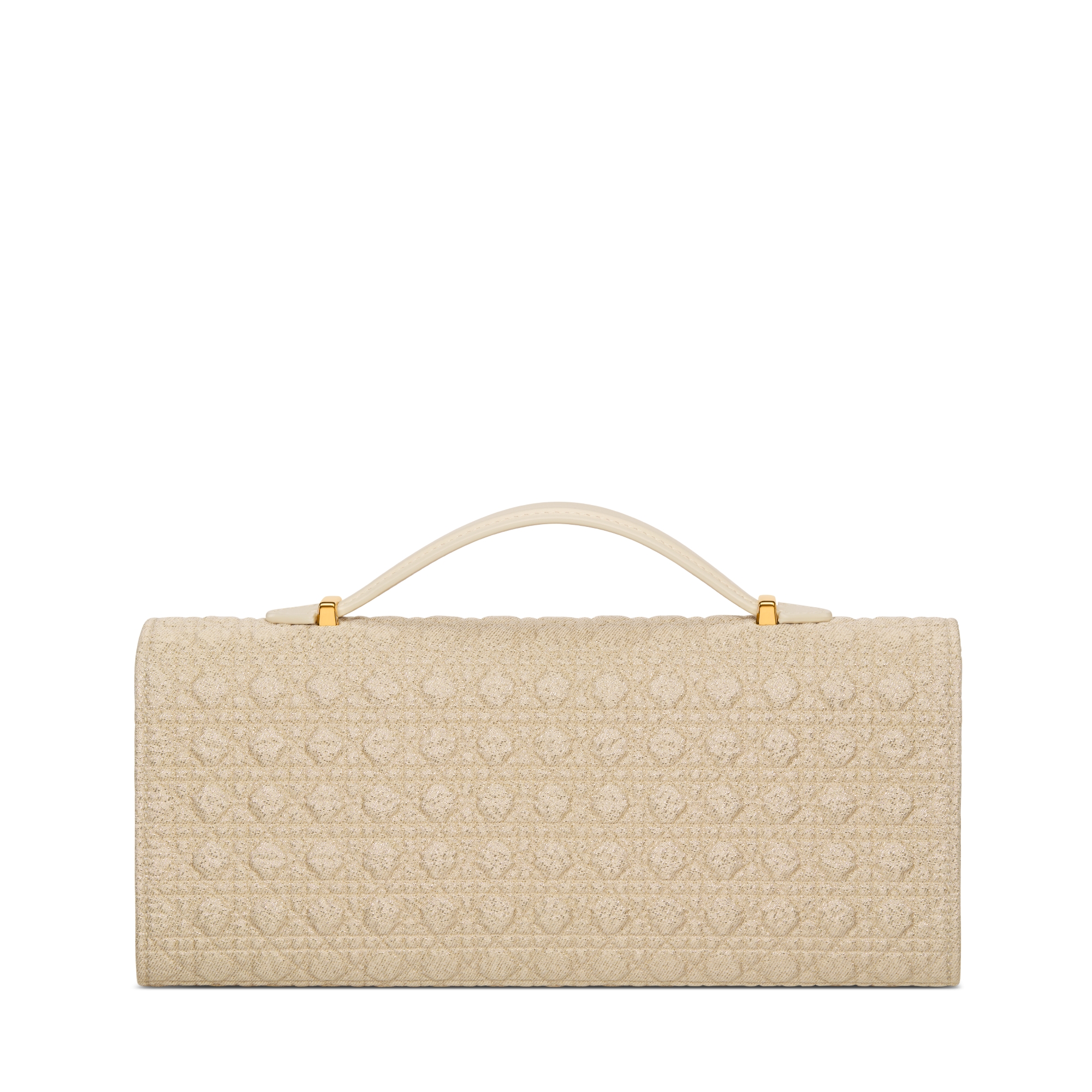 Miss Caro Top Handle Pouch Gold-Tone Metallic Quilted Microcannage Fabric E08